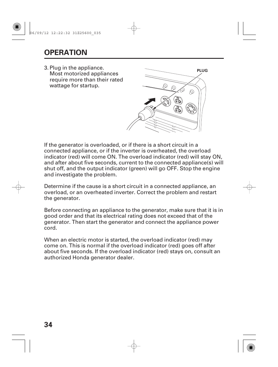 34 operation | HONDA EU6500is User Manual | Page 36 / 100