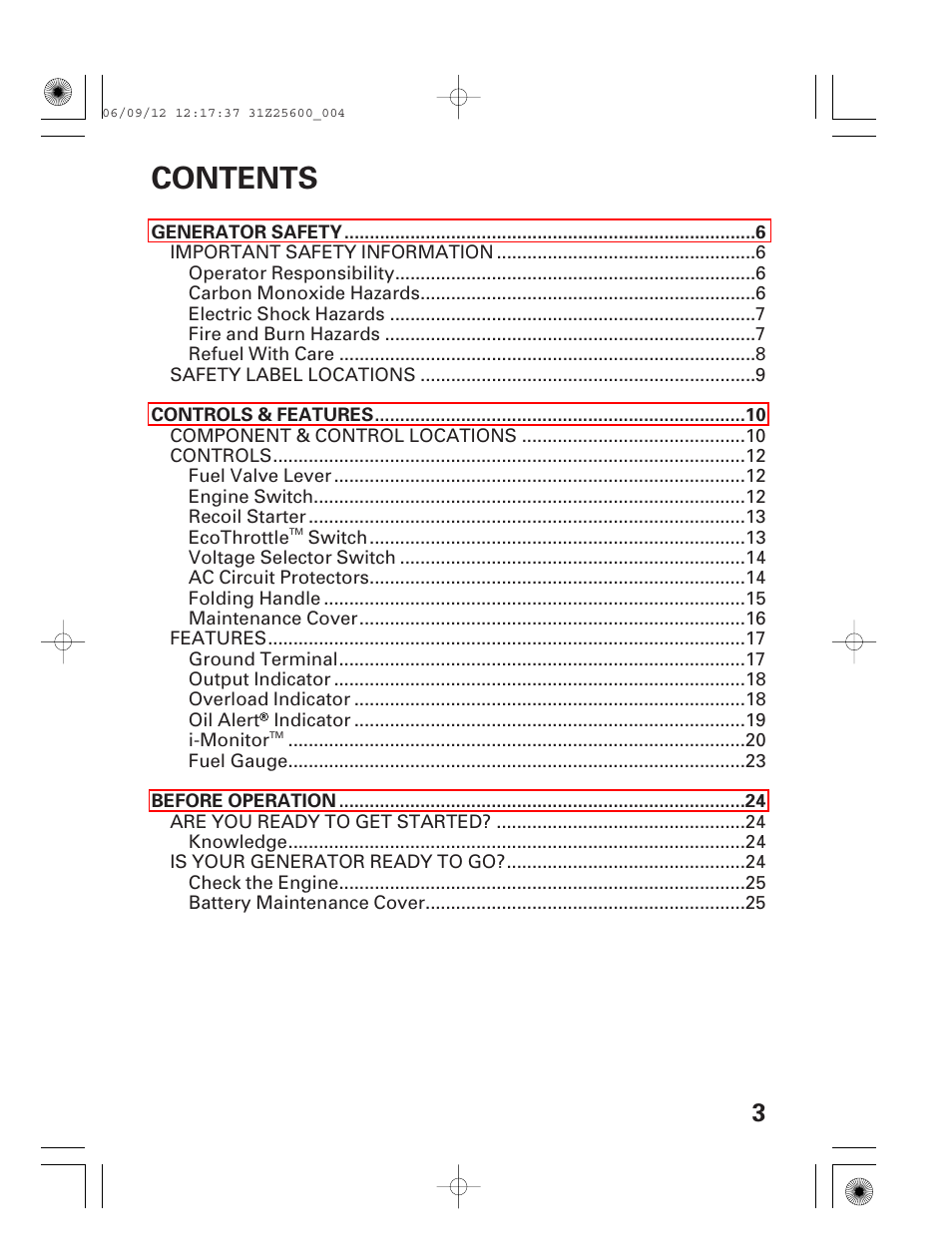 HONDA EU6500is User Manual | Page 5 / 100