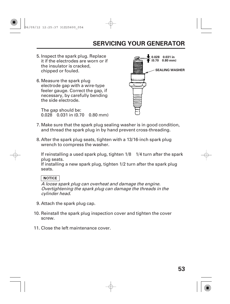 53 servicing your generator | HONDA EU6500is User Manual | Page 55 / 100