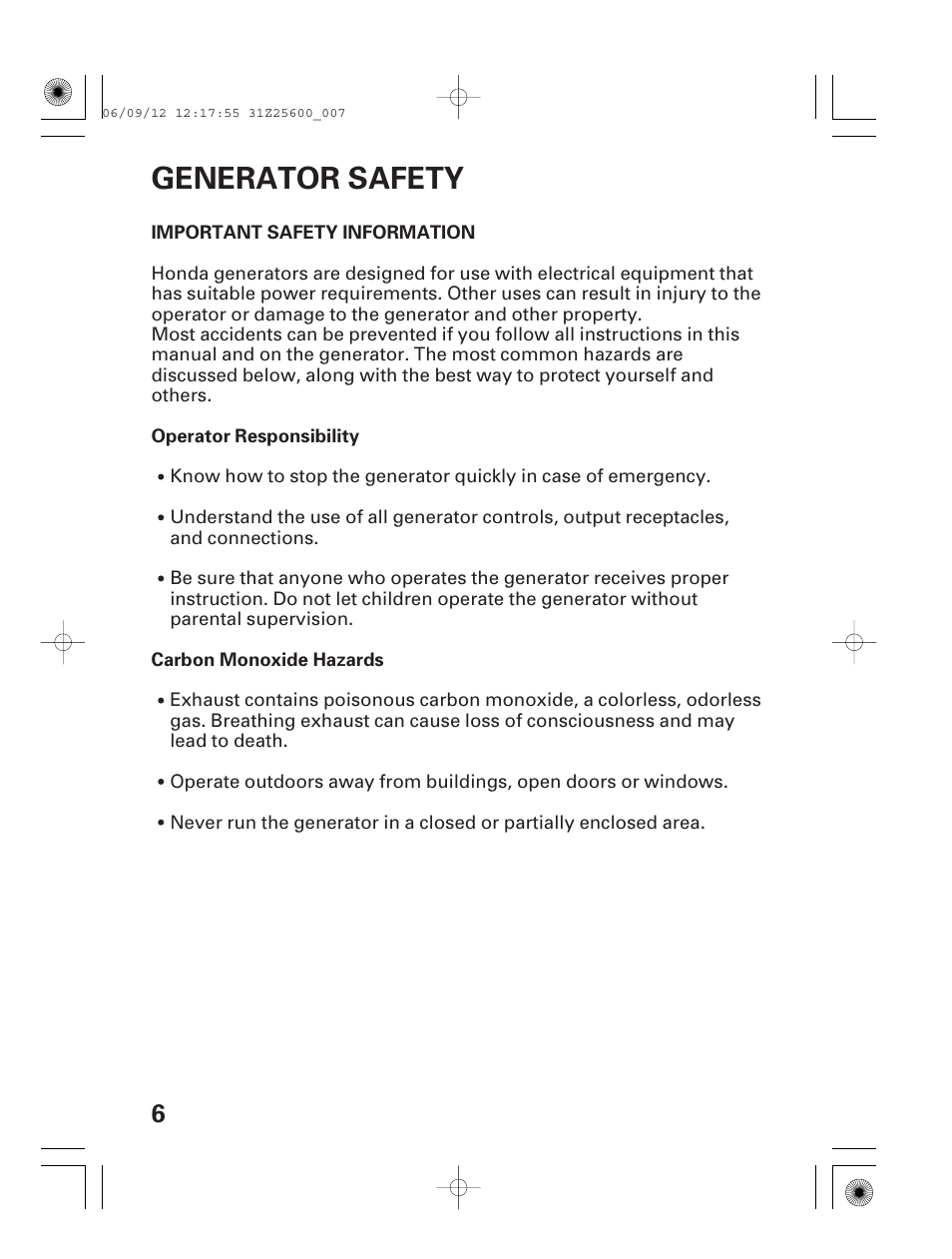 Generator safety, Important safety information | HONDA EU6500is User Manual | Page 8 / 100