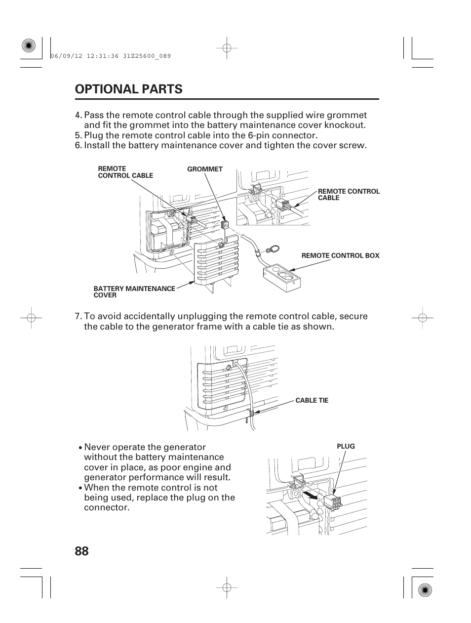 88 optional parts | HONDA EU6500is User Manual | Page 90 / 100