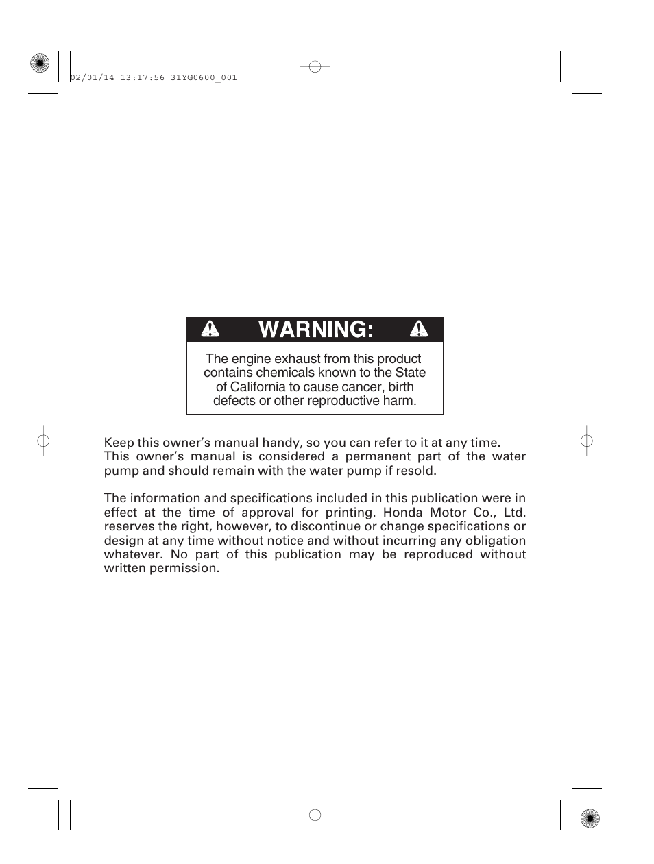 HONDA WT20X User Manual | Page 2 / 64