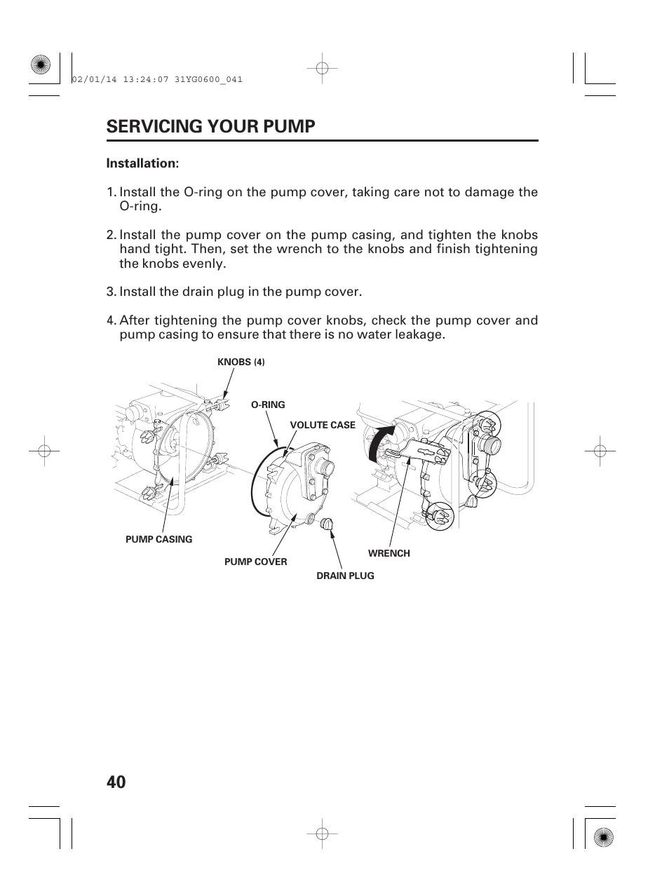40 servicing your pump | HONDA WT20X User Manual | Page 42 / 64