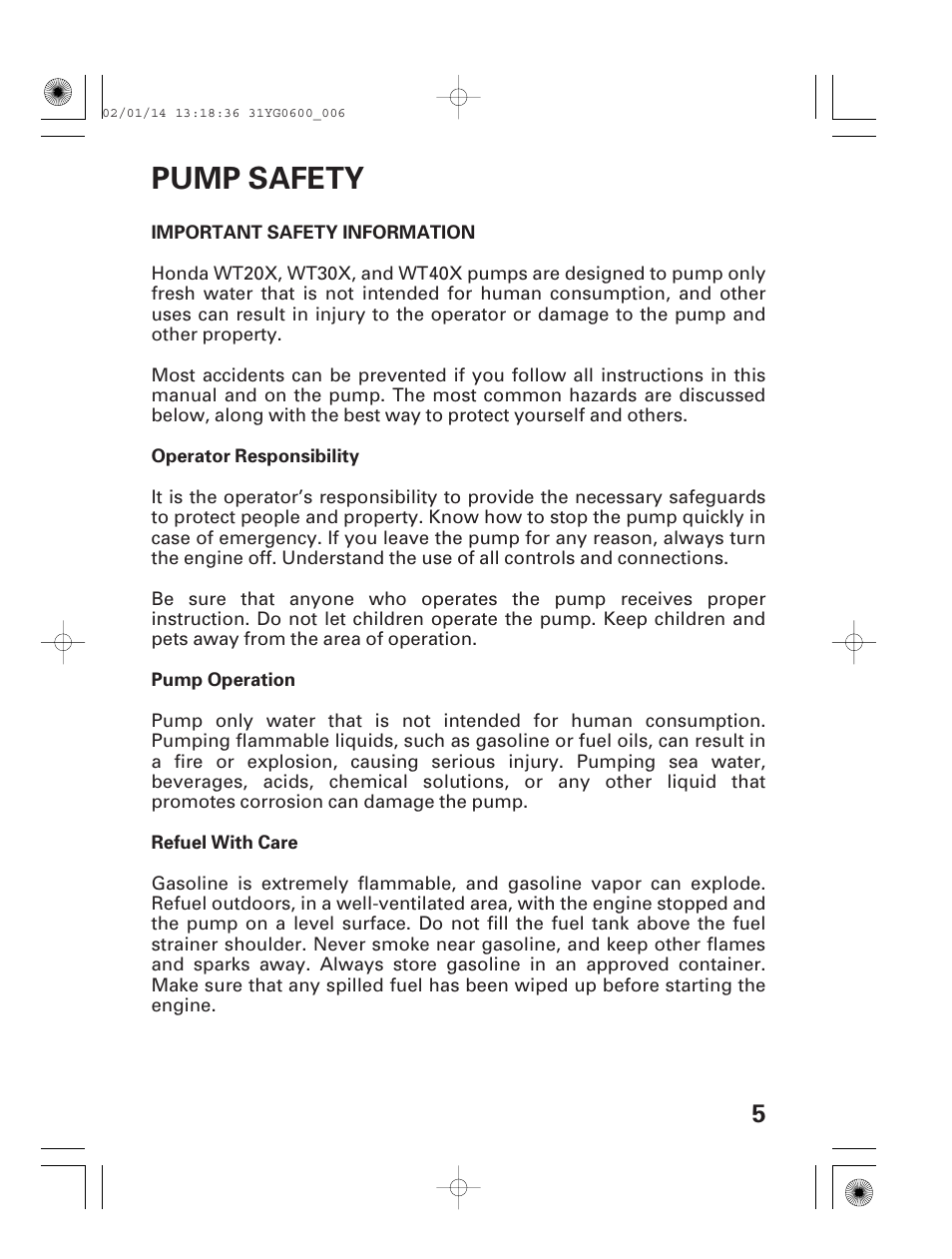 Pump safety, Important safety information | HONDA WT20X User Manual | Page 7 / 64