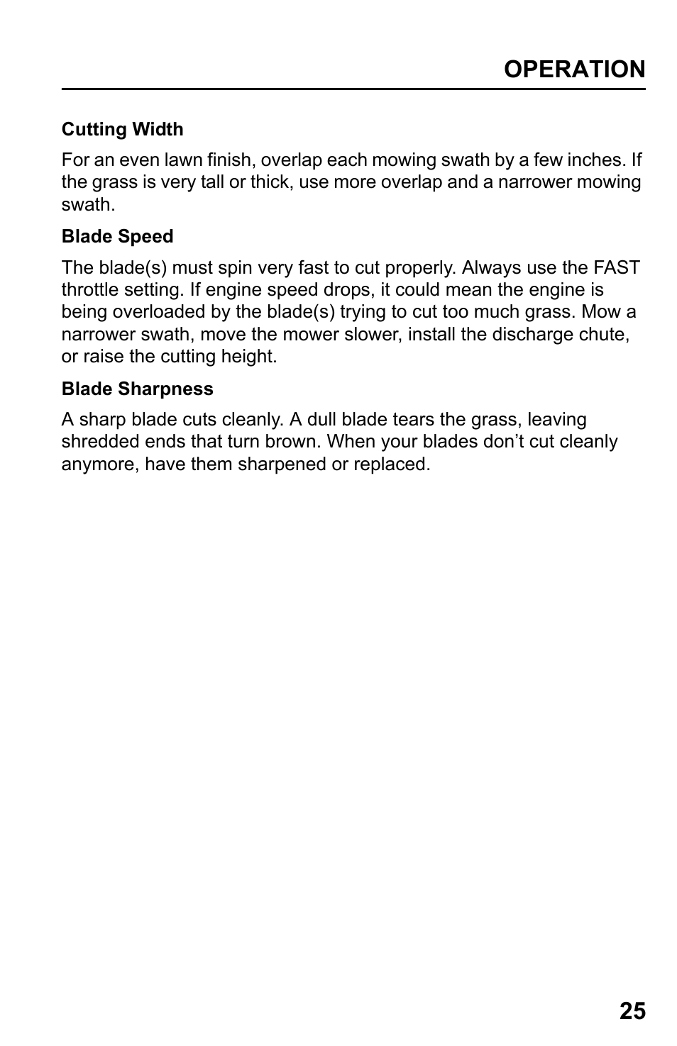 Operation 25 | HONDA HRR216TDA User Manual | Page 27 / 72