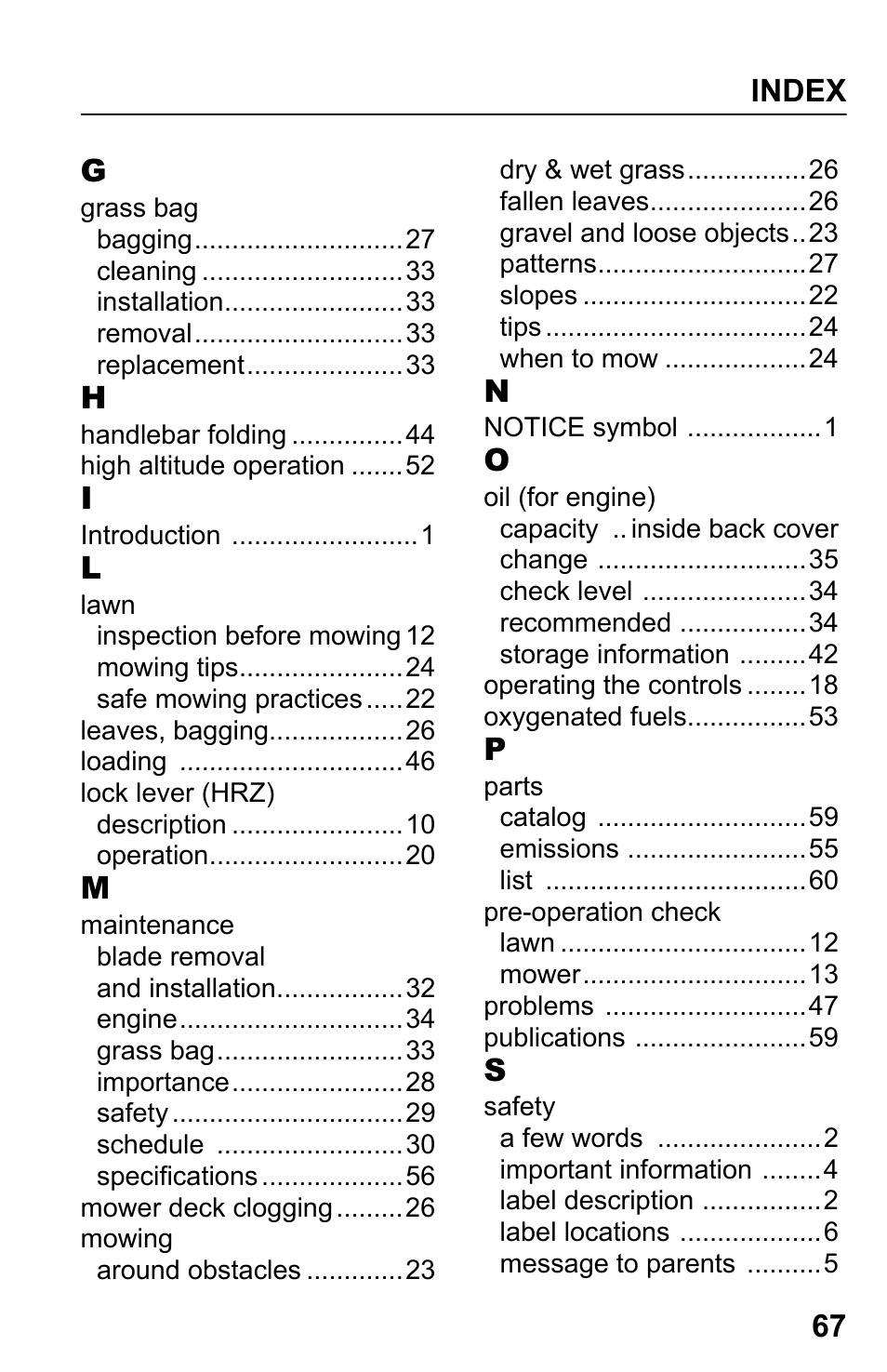 HONDA HRR216TDA User Manual | Page 69 / 72