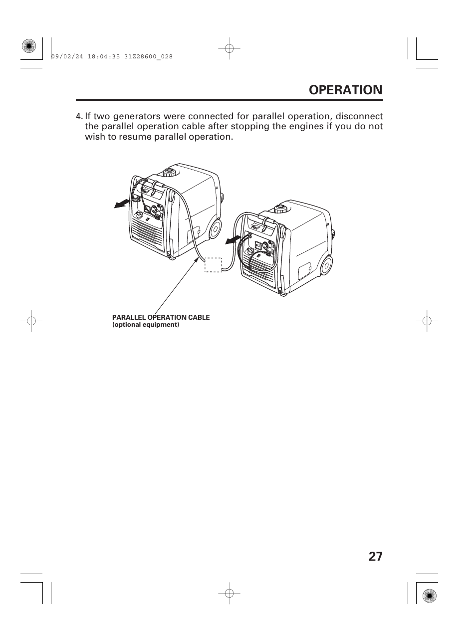 27 operation | HONDA HANDI EU3000I User Manual | Page 29 / 96