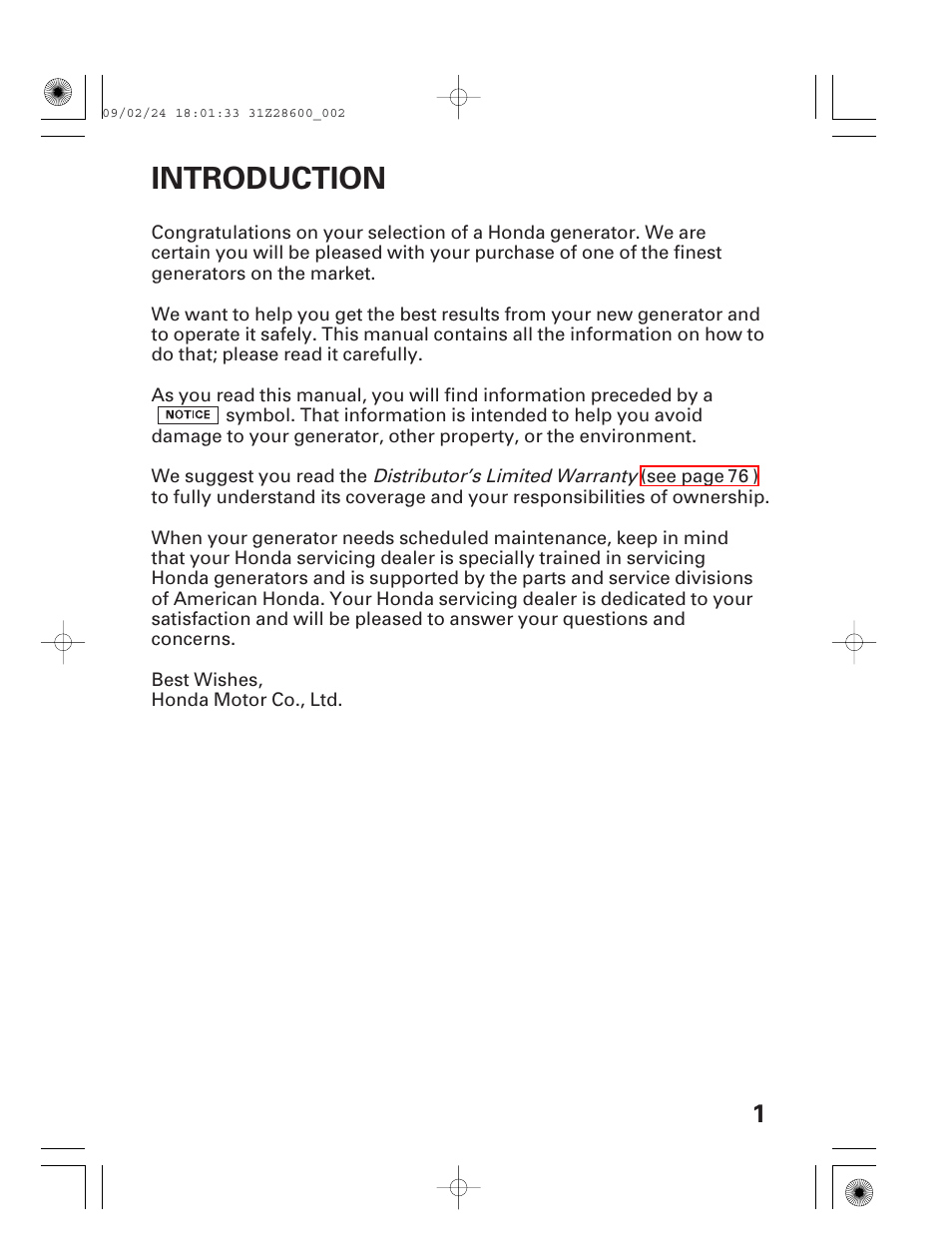 Introduction | HONDA HANDI EU3000I User Manual | Page 3 / 96