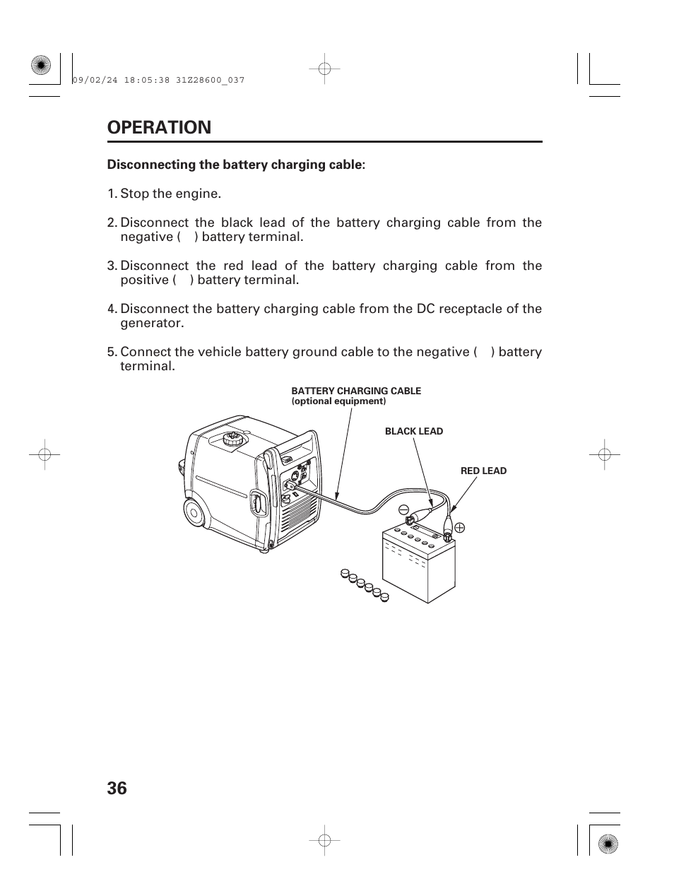 36 operation | HONDA HANDI EU3000I User Manual | Page 38 / 96