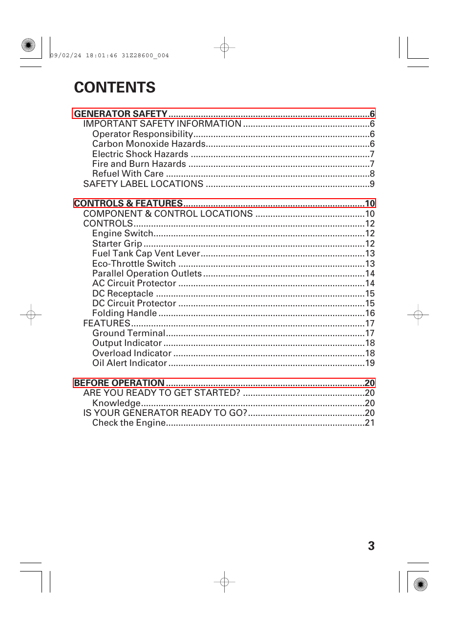 HONDA HANDI EU3000I User Manual | Page 5 / 96
