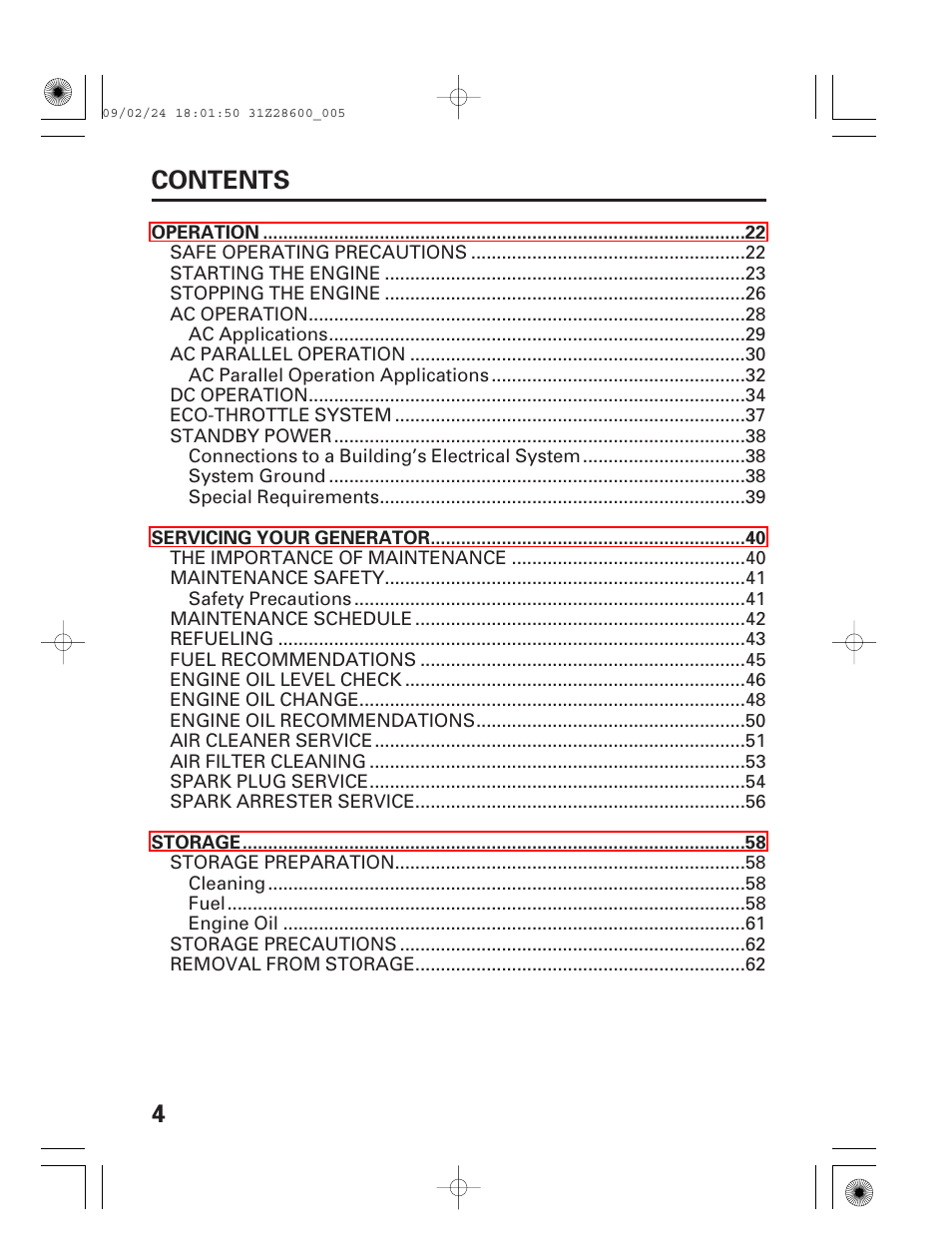 4contents | HONDA HANDI EU3000I User Manual | Page 6 / 96