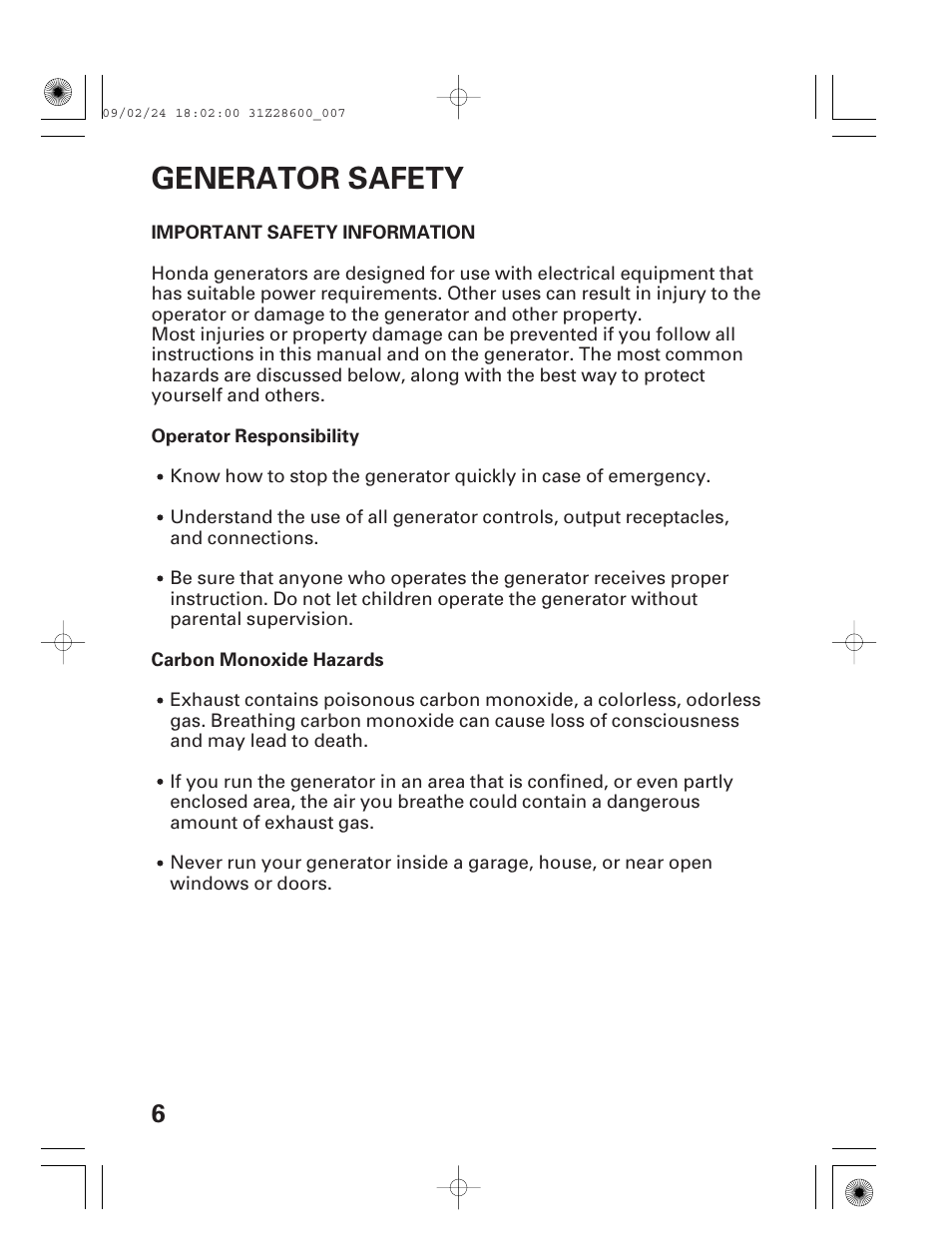 Generator safety, Important safety information | HONDA HANDI EU3000I User Manual | Page 8 / 96