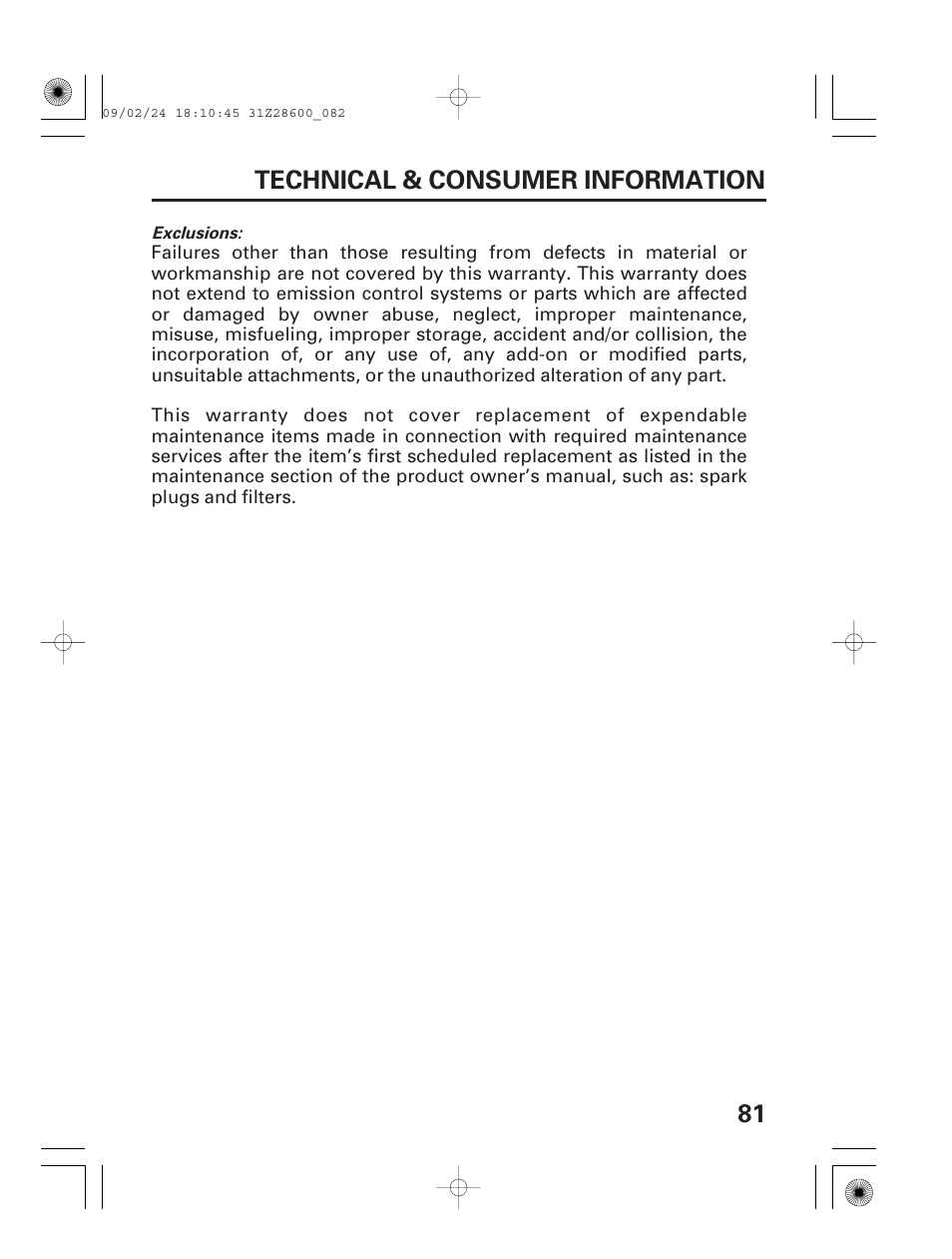 81 technical & consumer information | HONDA HANDI EU3000I User Manual | Page 83 / 96