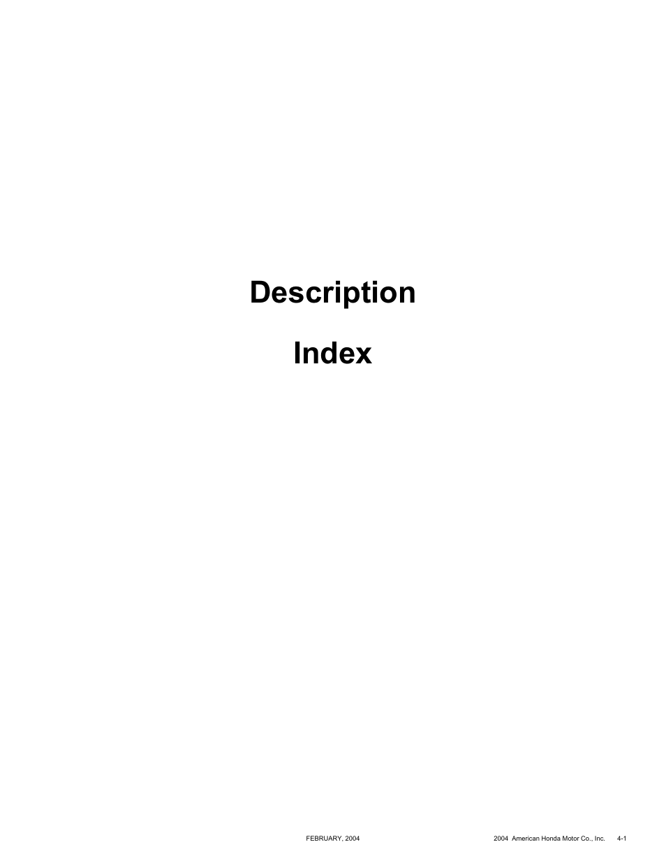 Description index | HONDA CRF250X'04 User Manual | Page 107 / 118