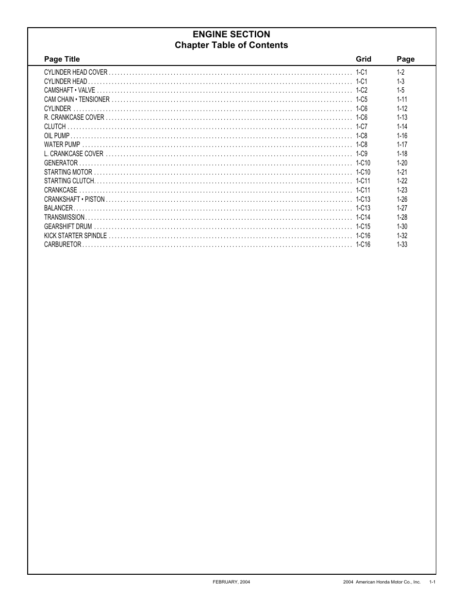 HONDA CRF250X'04 User Manual | Page 11 / 118