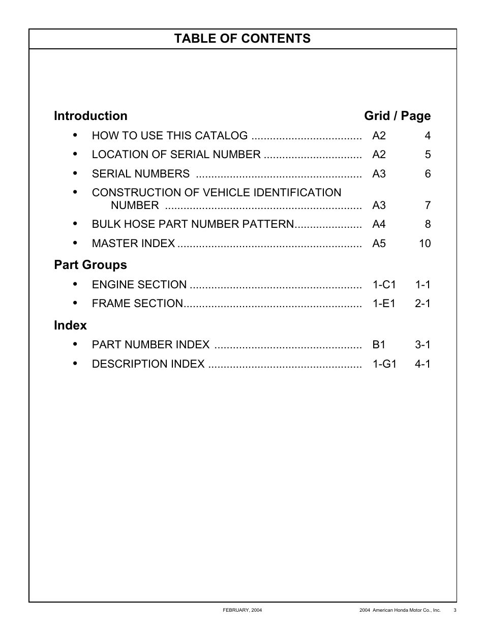 HONDA CRF250X'04 User Manual | Page 3 / 118