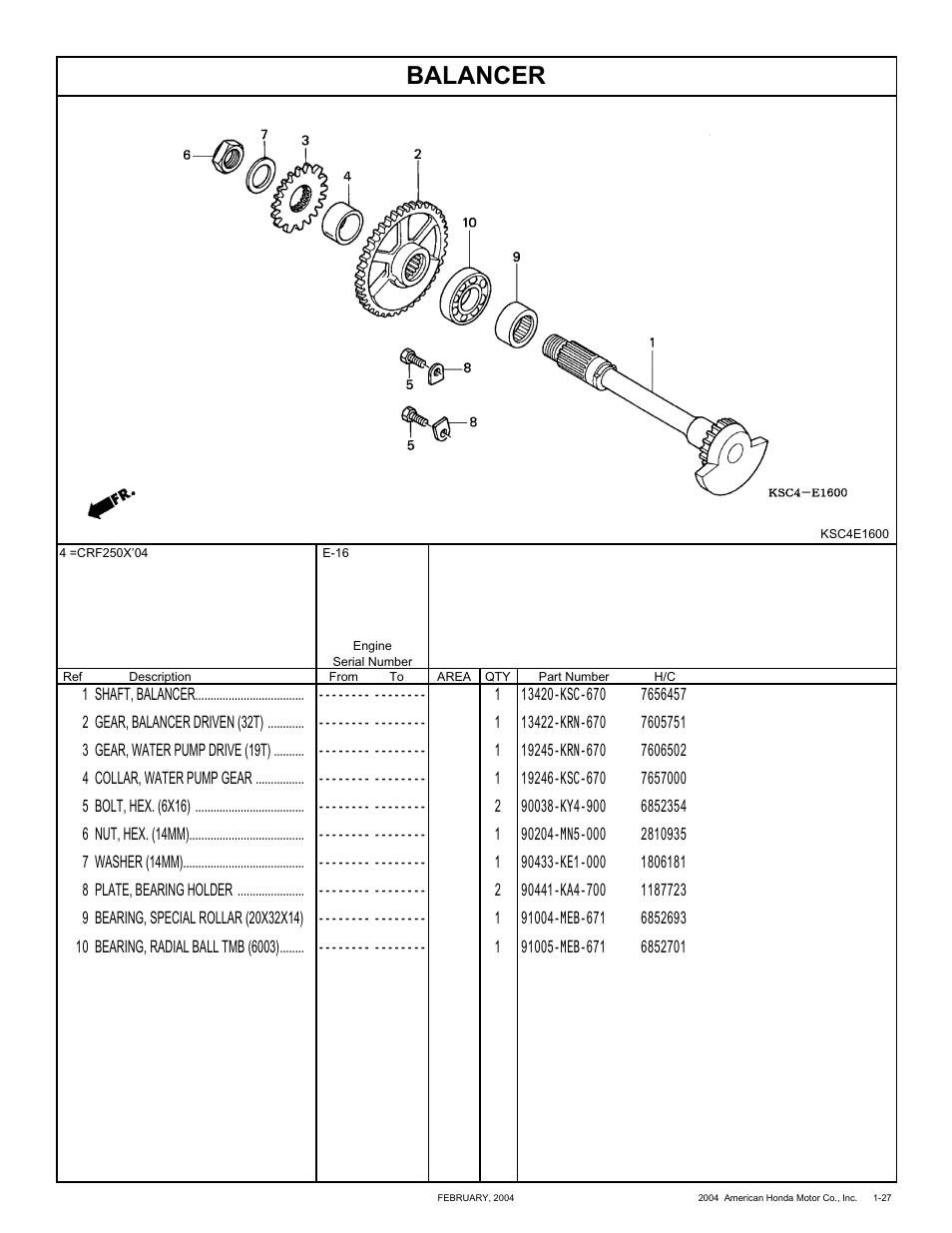 Balancer | HONDA CRF250X'04 User Manual | Page 37 / 118