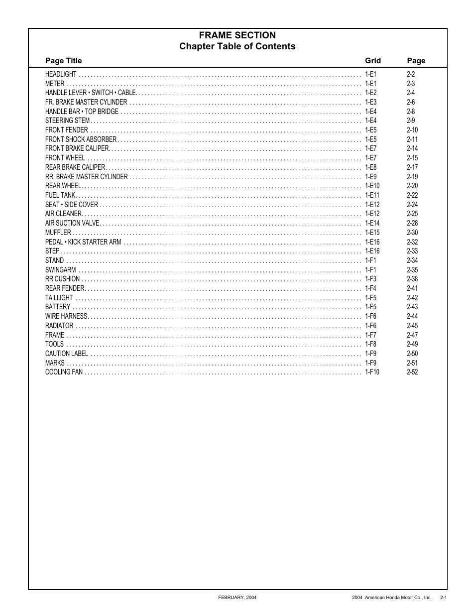 HONDA CRF250X'04 User Manual | Page 47 / 118