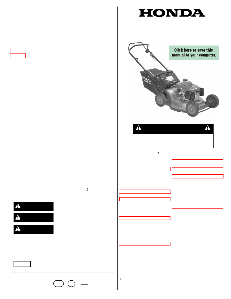 HONDA HRC216PDA User Manual | 24 pages
