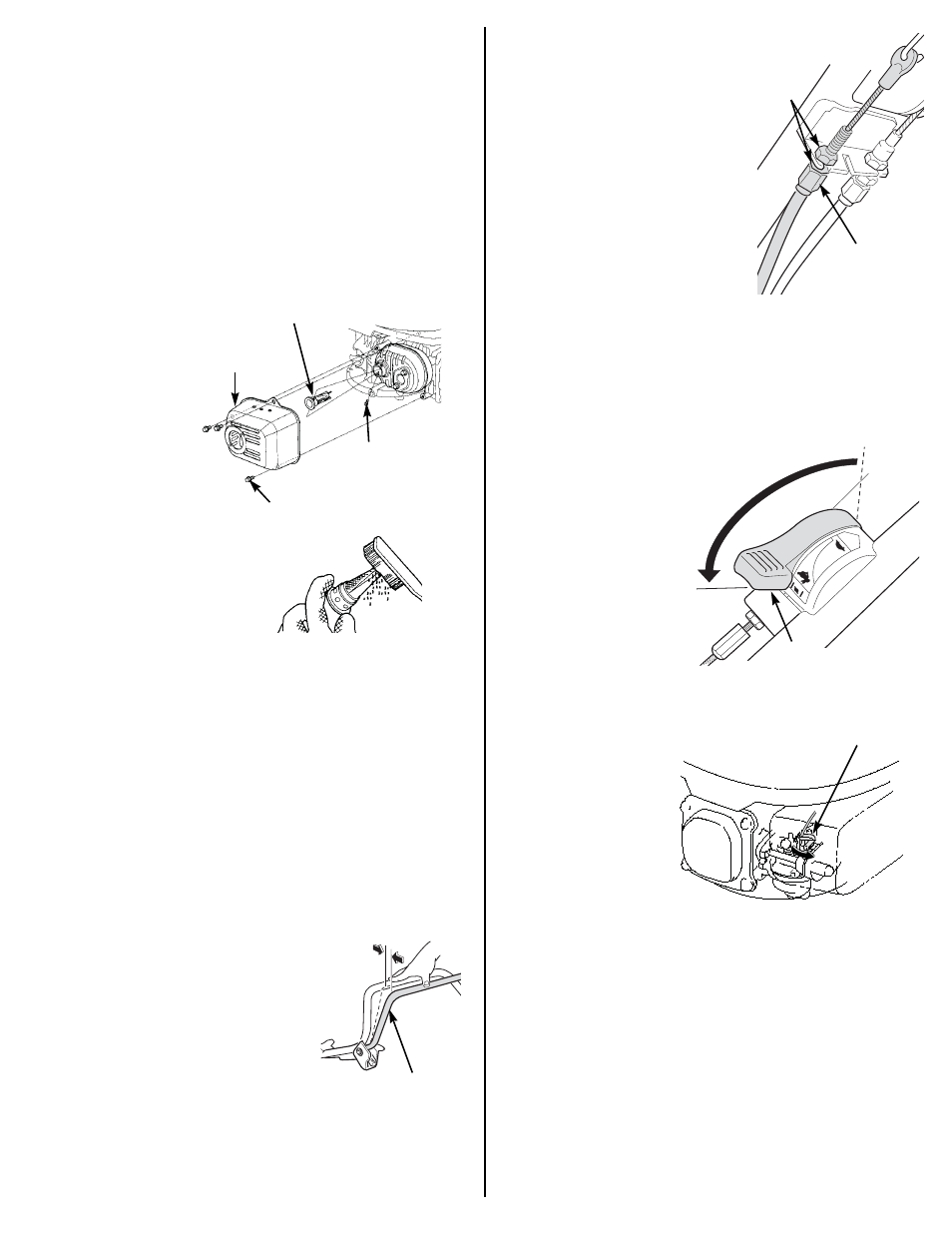 Blade control operation check, Spark arrester service (optional equipment), Control cable adjustments | Blade control cable adjustment, Throttle cable inspection | HONDA HRC216PDA User Manual | Page 13 / 24