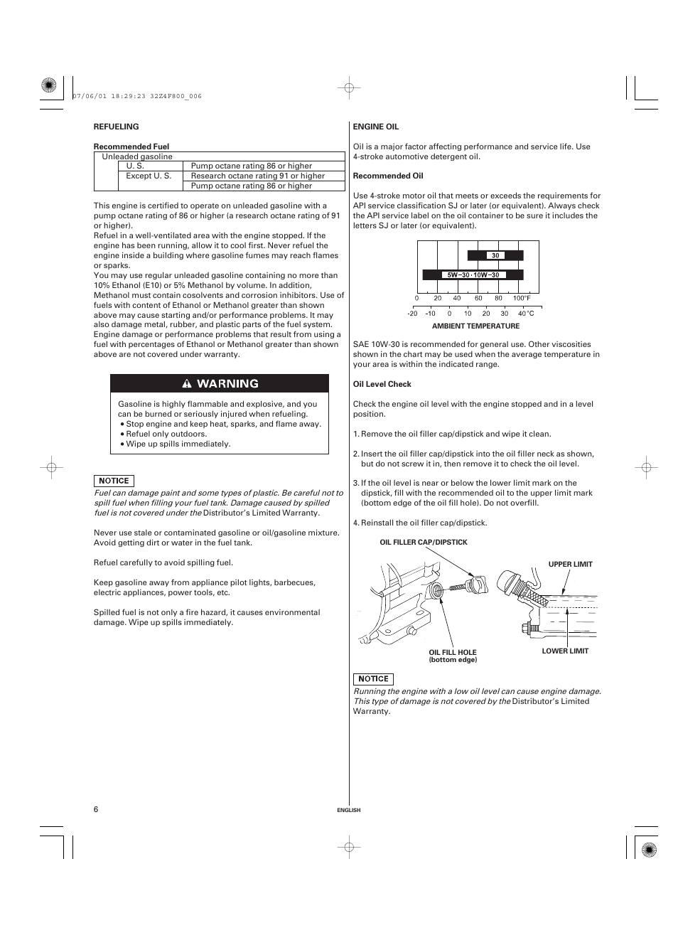 Refueling, Engine oil, Recommended oil | Oil level check | HONDA GX160 User Manual | Page 6 / 43