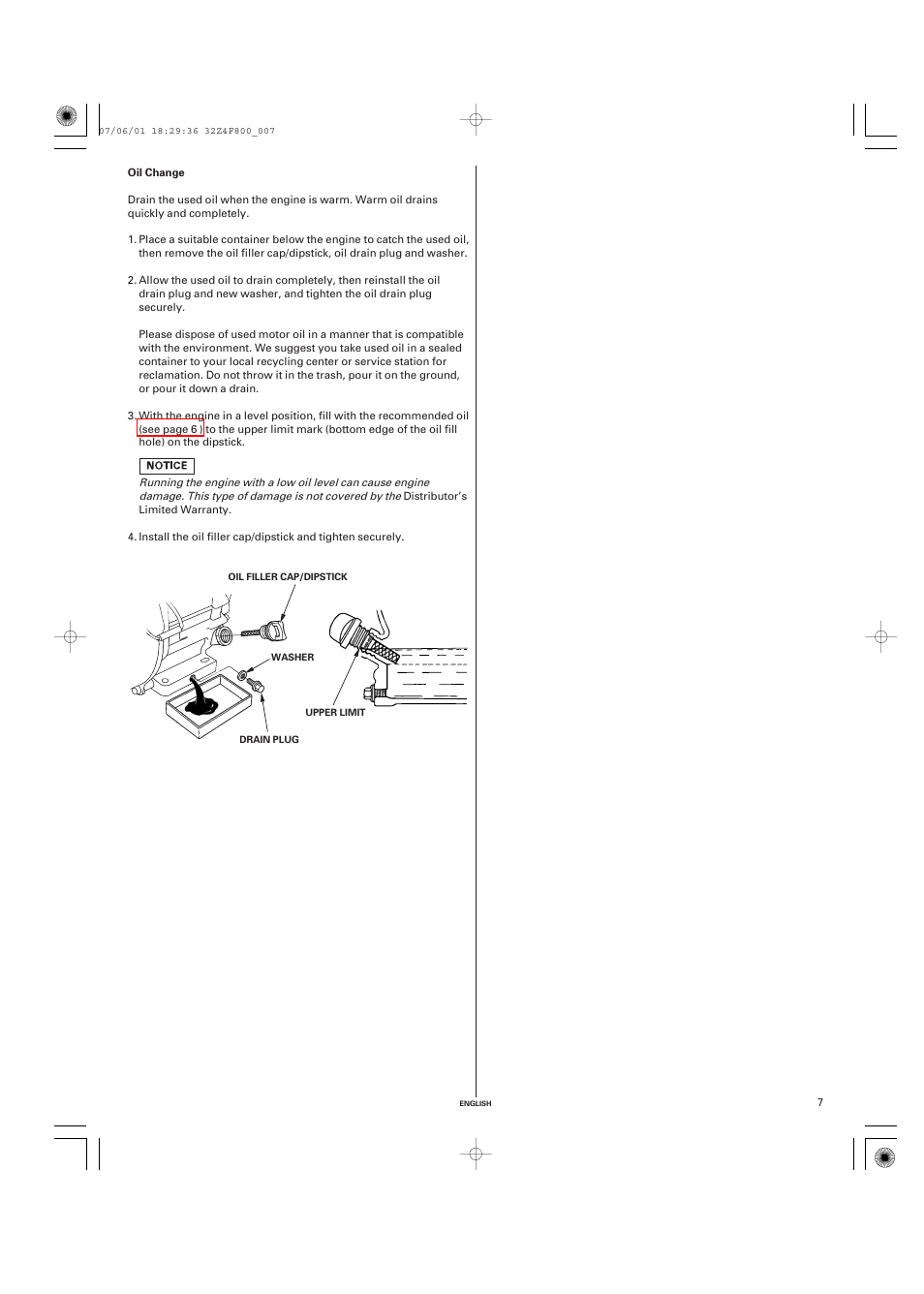 Oil change | HONDA GX160 User Manual | Page 7 / 43