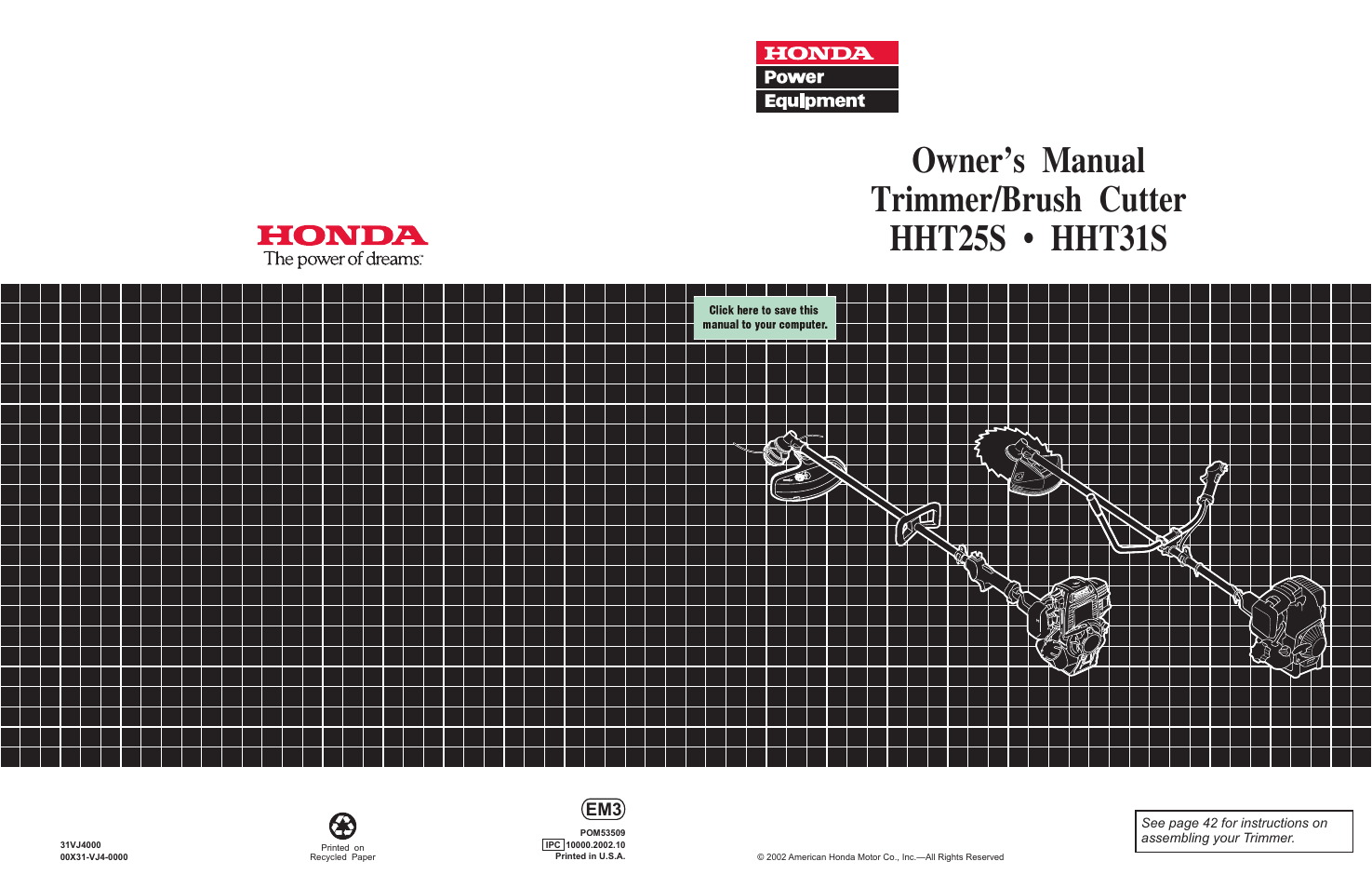 HONDA HHT31S User Manual | 66 pages