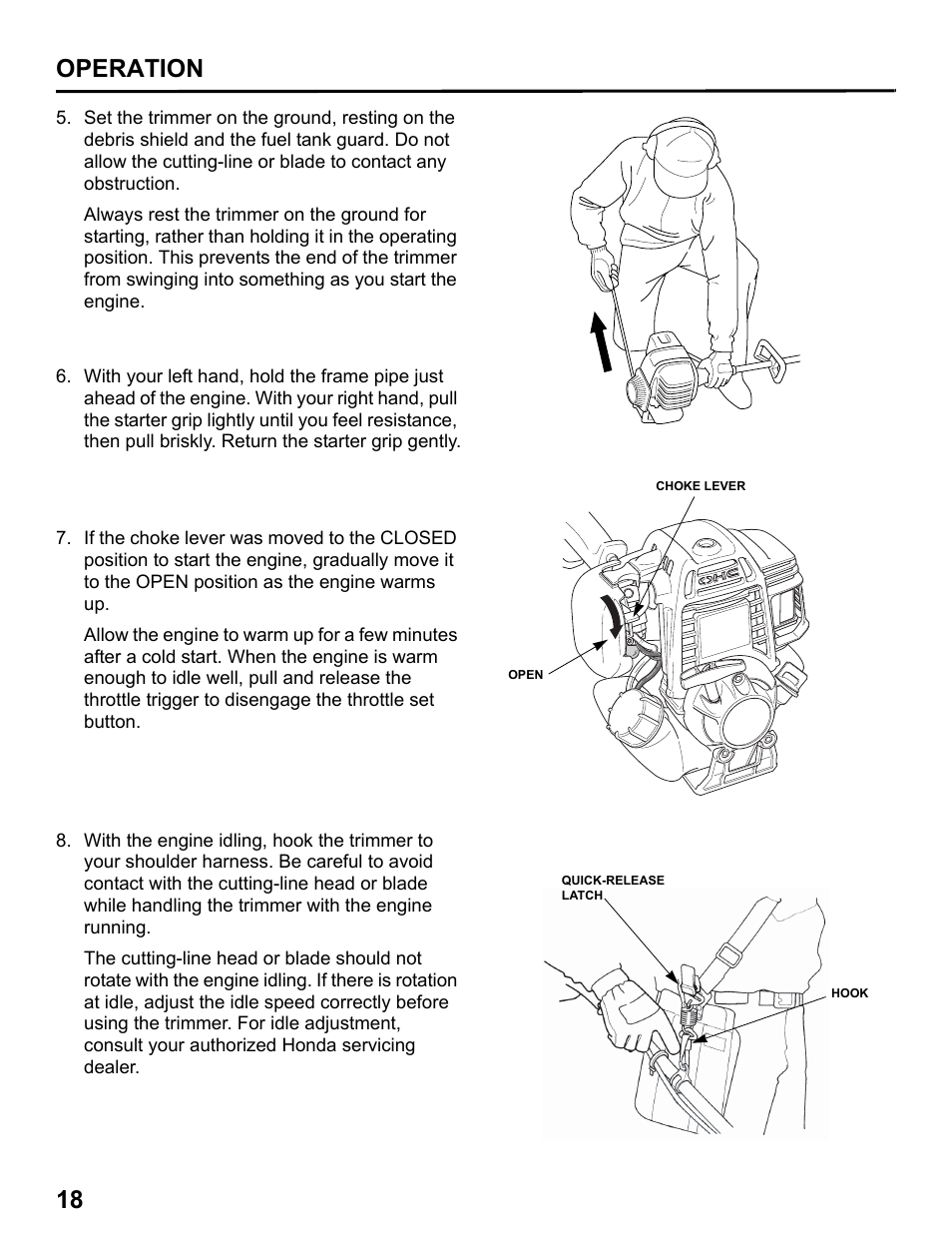 18 operation | HONDA HHT31S User Manual | Page 20 / 66