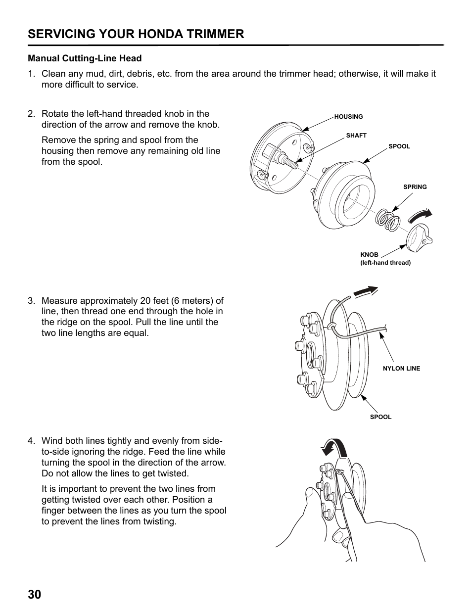 30 servicing your honda trimmer | HONDA HHT31S User Manual | Page 32 / 66