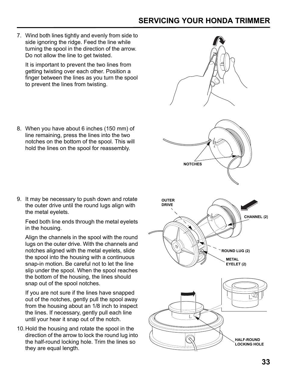 Servicing your honda trimmer 33 | HONDA HHT31S User Manual | Page 35 / 66