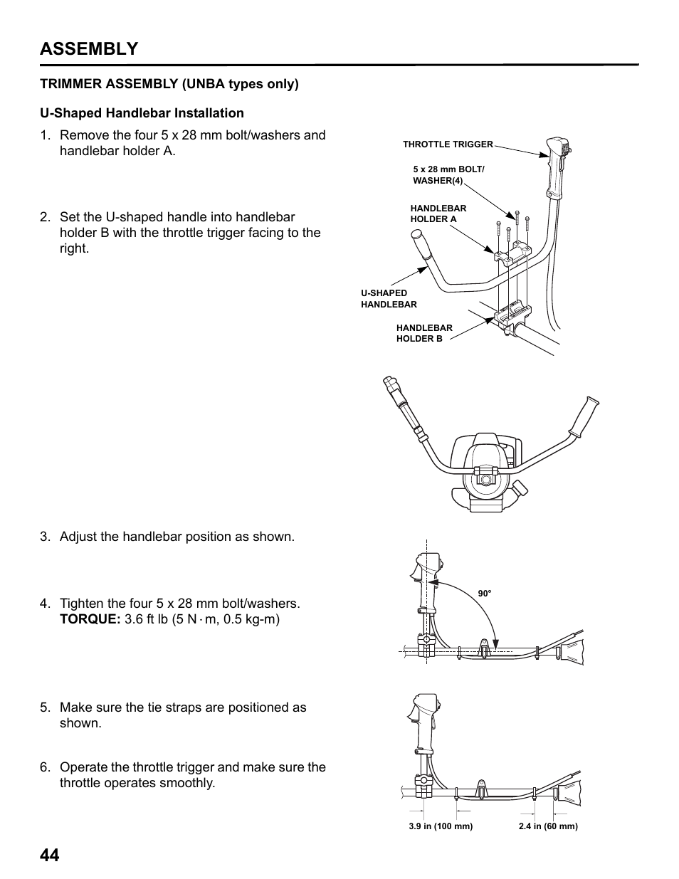 Trimmer assembly, 44 assembly | HONDA HHT31S User Manual | Page 46 / 66