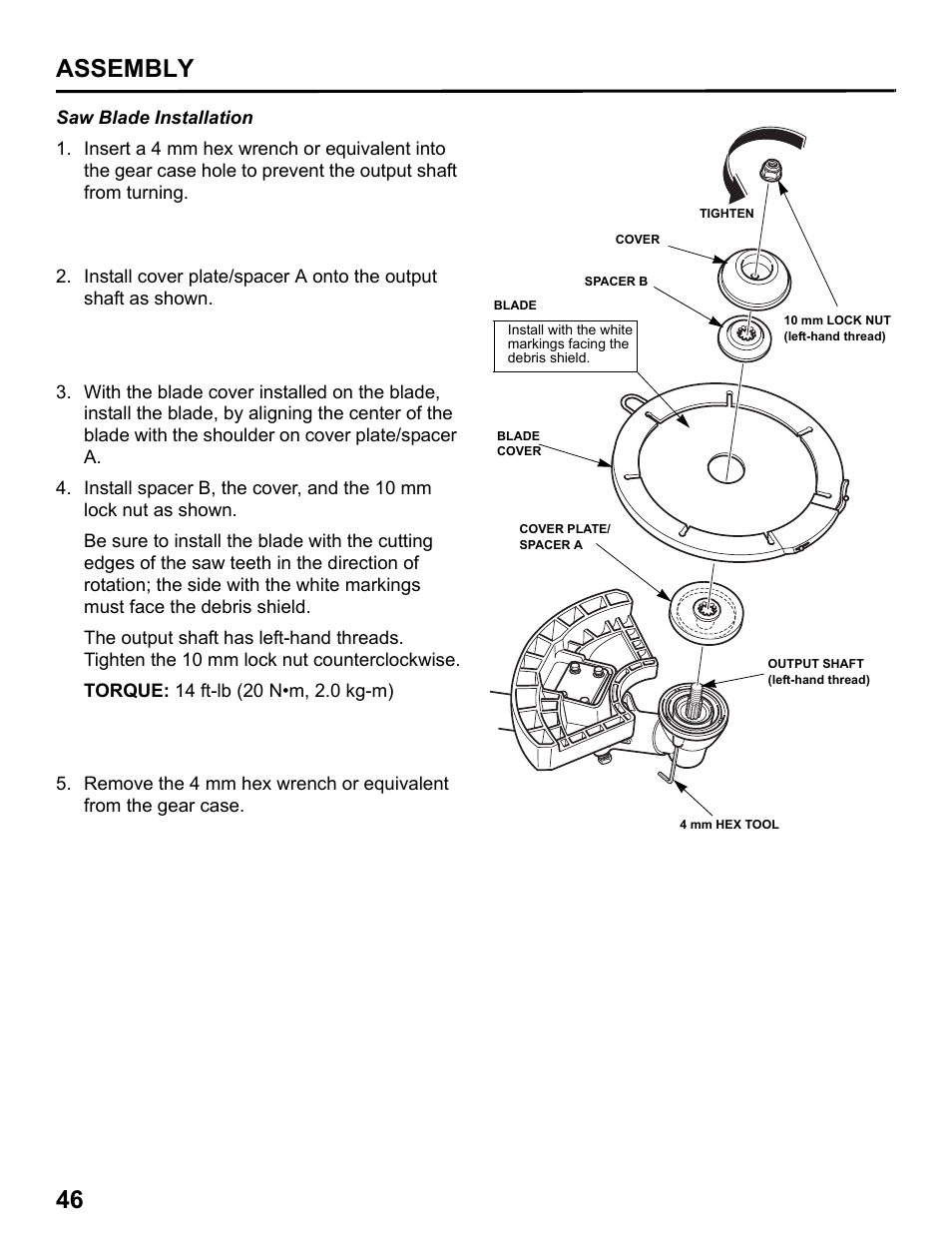 46 assembly | HONDA HHT31S User Manual | Page 48 / 66