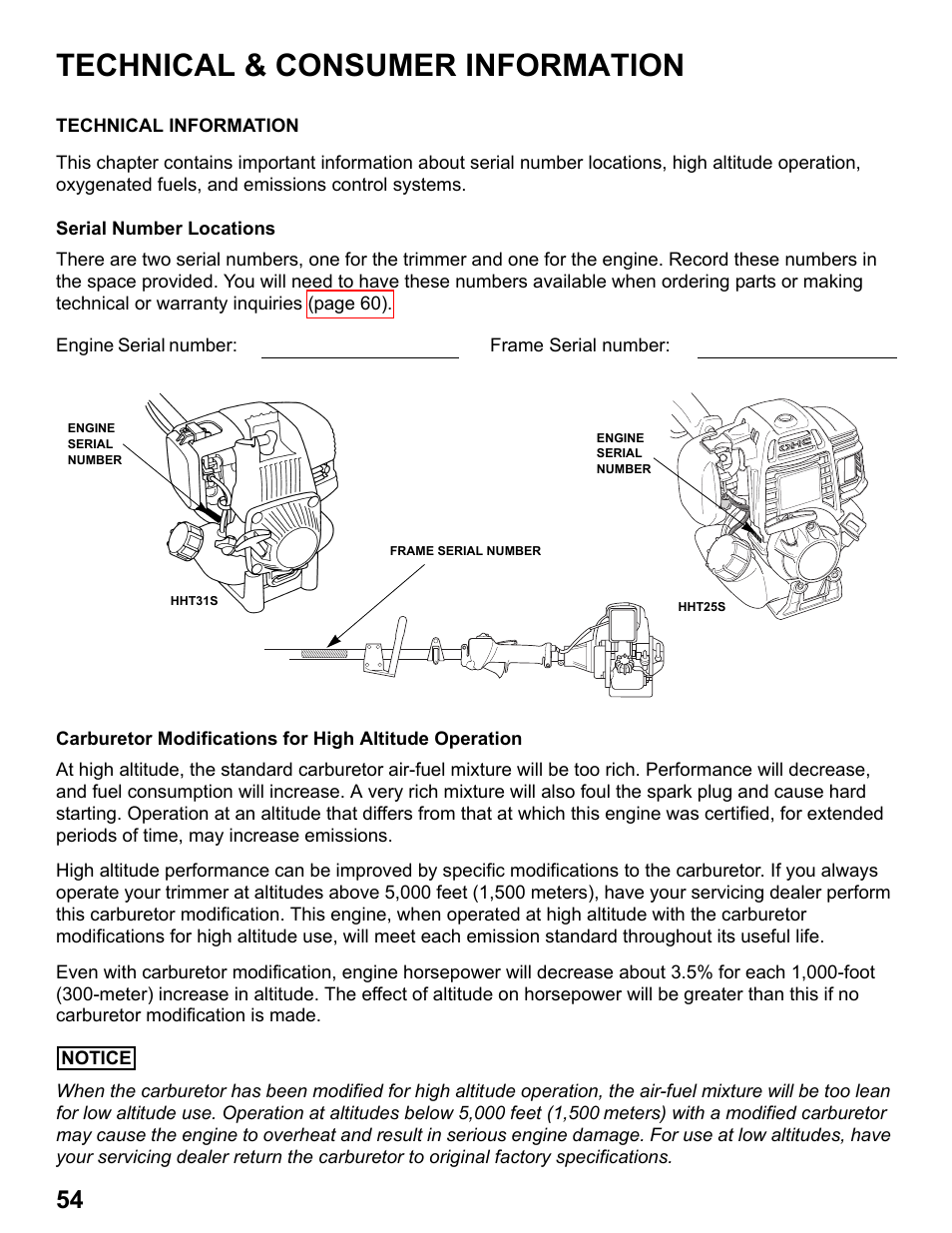 Technical & consumer information, Technical information | HONDA HHT31S User Manual | Page 56 / 66