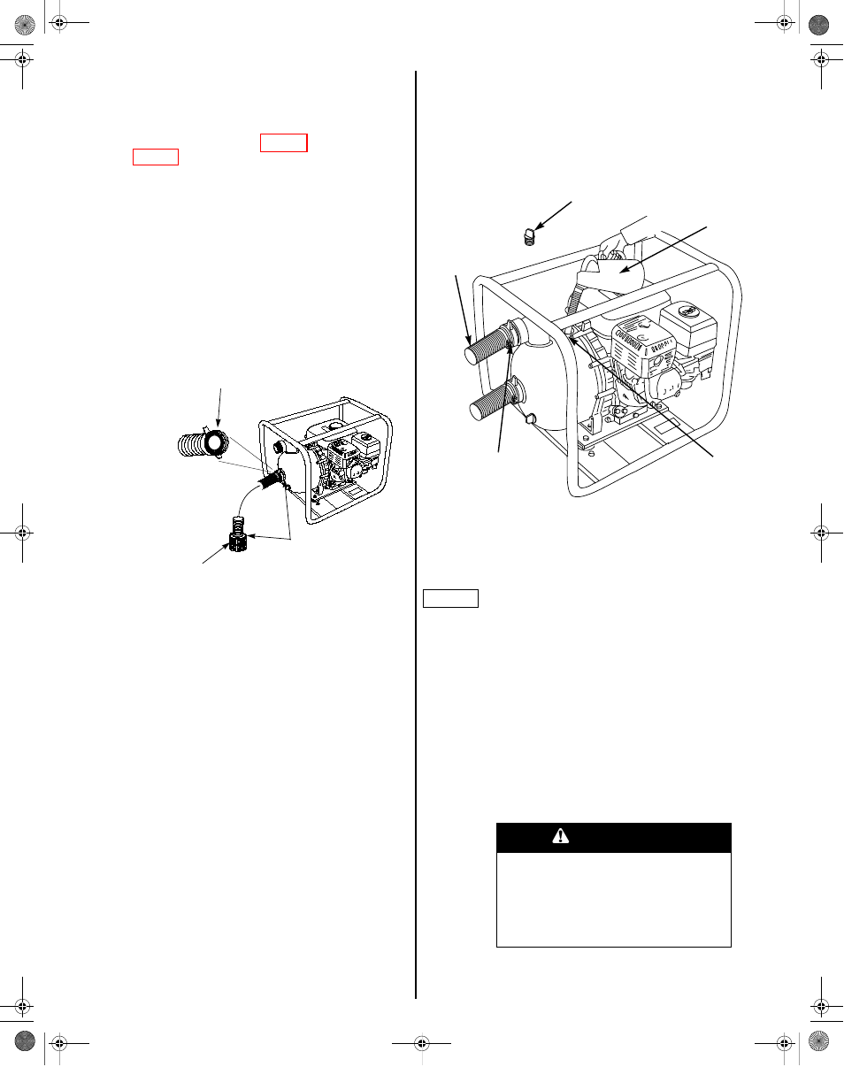 Operation, Pump precautions, Liquid recommendations | P. 4), Port (p. 4), Warning | HONDA WMP20X User Manual | Page 4 / 24
