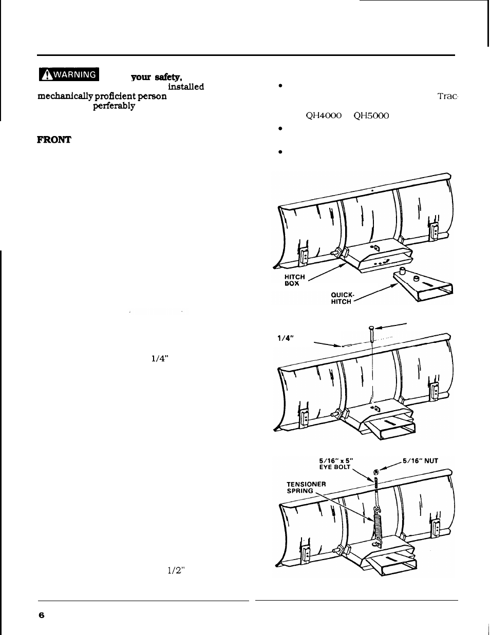 Assembly and installation, Front blade assembly, Front | Dealer | HONDA DB752A User Manual | Page 8 / 16