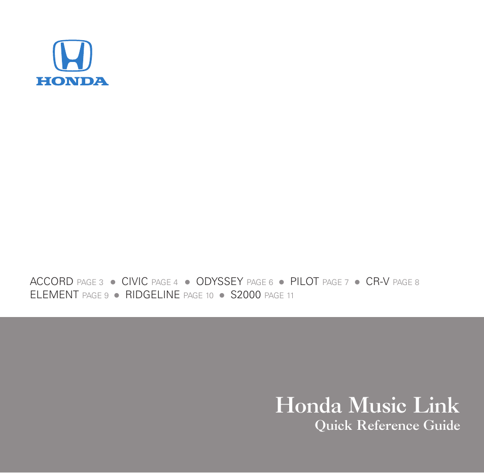 HONDA Music Link User Manual | 12 pages