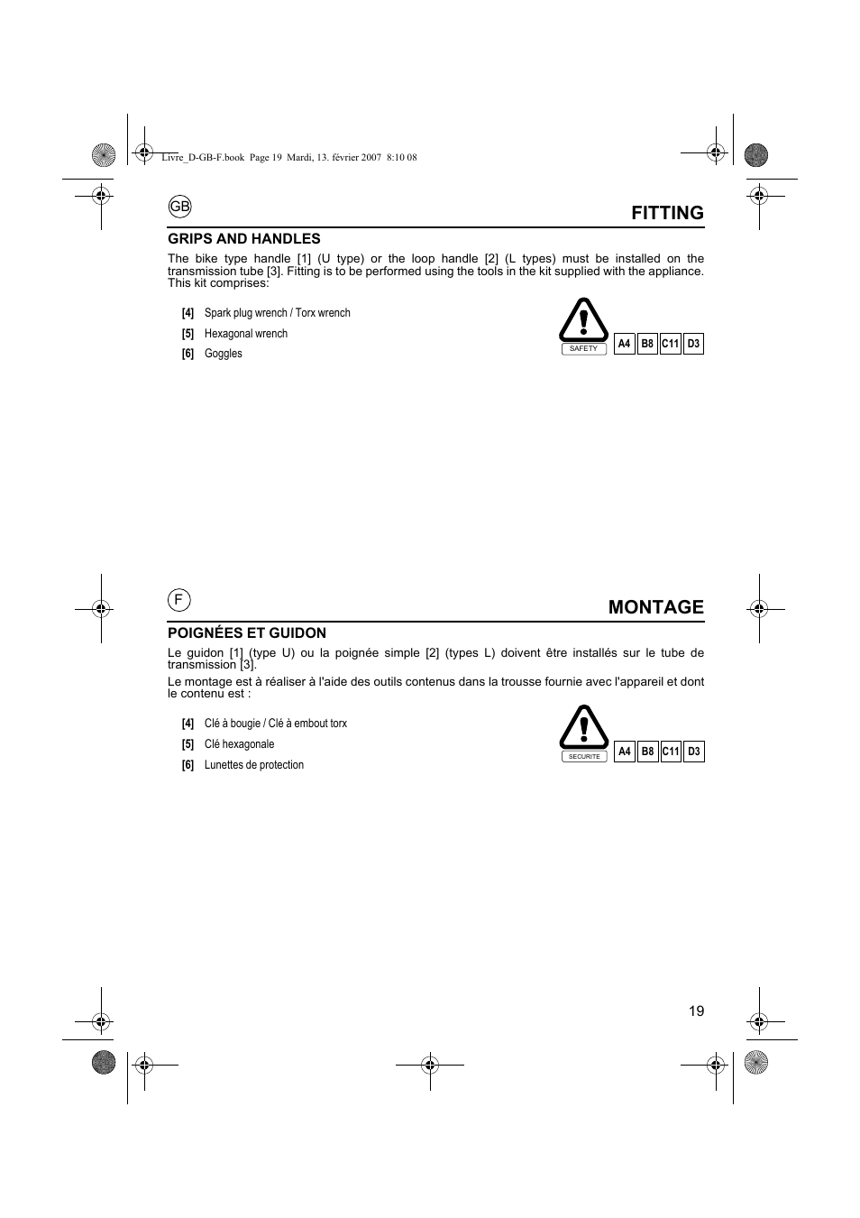 Montage, Fitting | HONDA UMK435E User Manual | Page 19 / 67