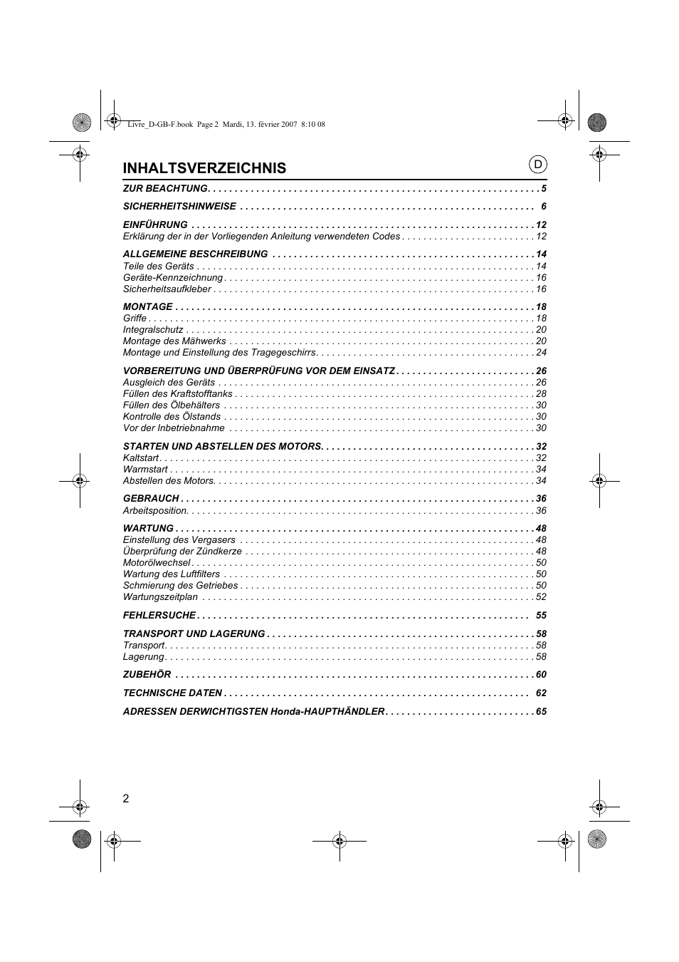 HONDA UMK435E User Manual | Page 2 / 67