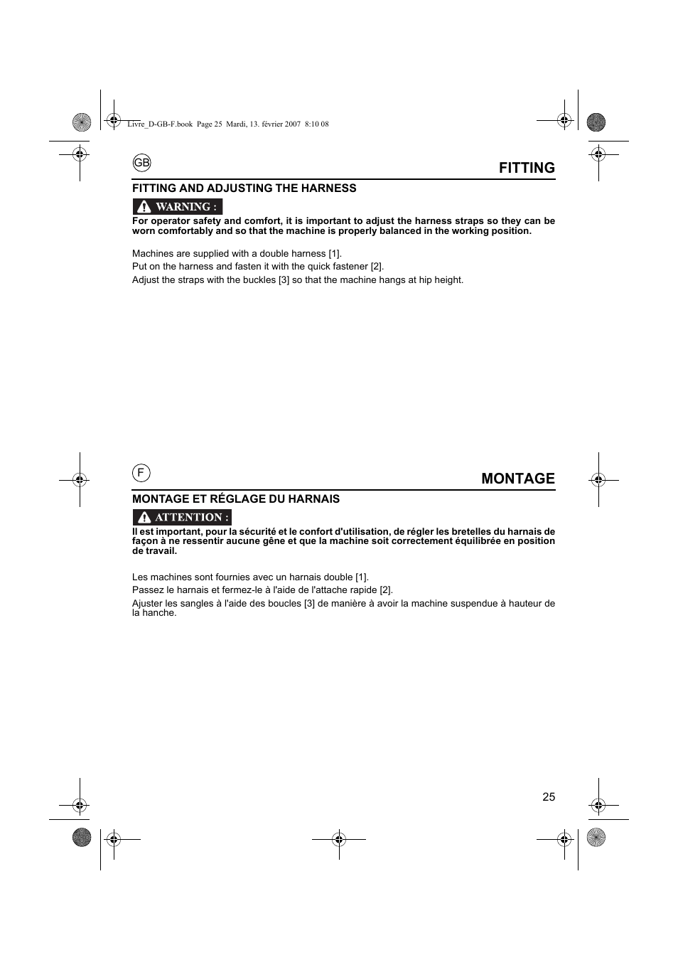 Montage, Fitting | HONDA UMK435E User Manual | Page 25 / 67