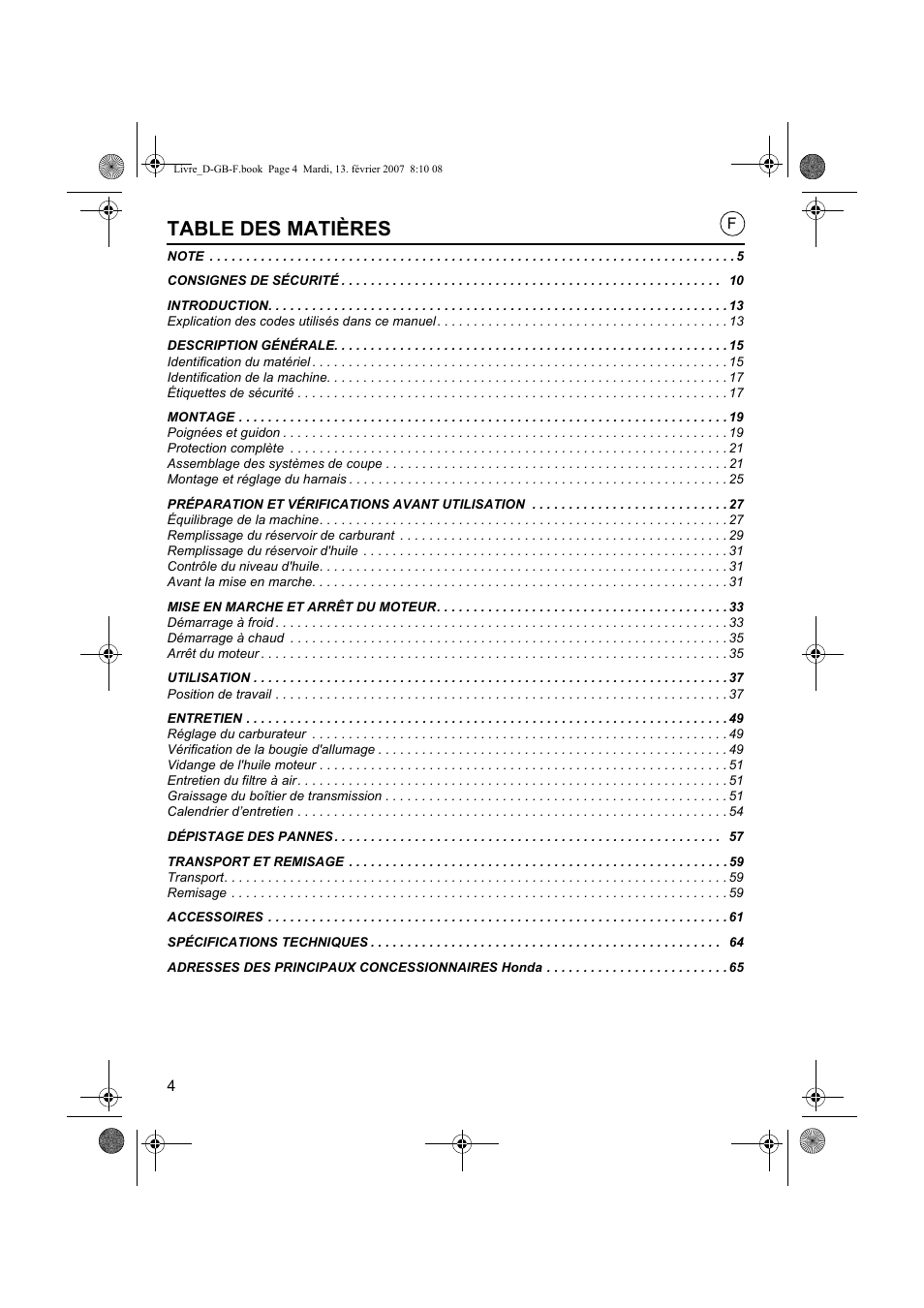 HONDA UMK435E User Manual | Page 4 / 67