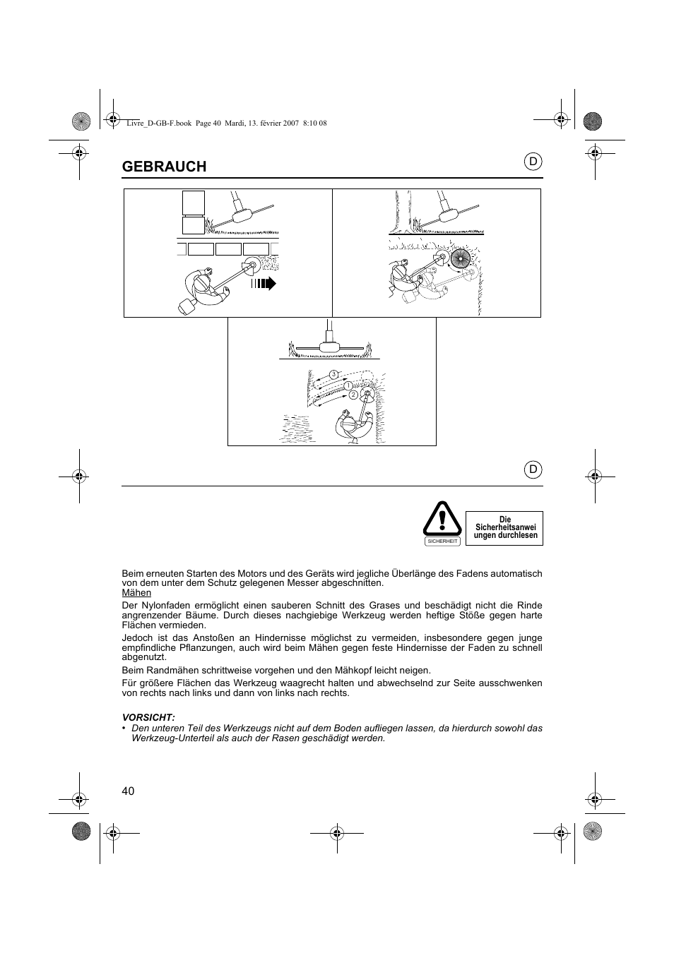 Gebrauch | HONDA UMK435E User Manual | Page 40 / 67