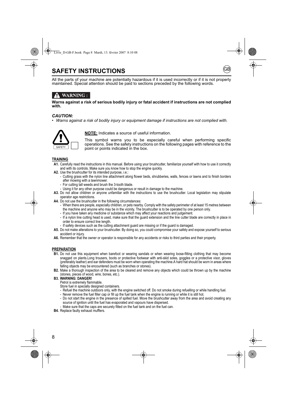 Safety instructions | HONDA UMK435E User Manual | Page 8 / 67