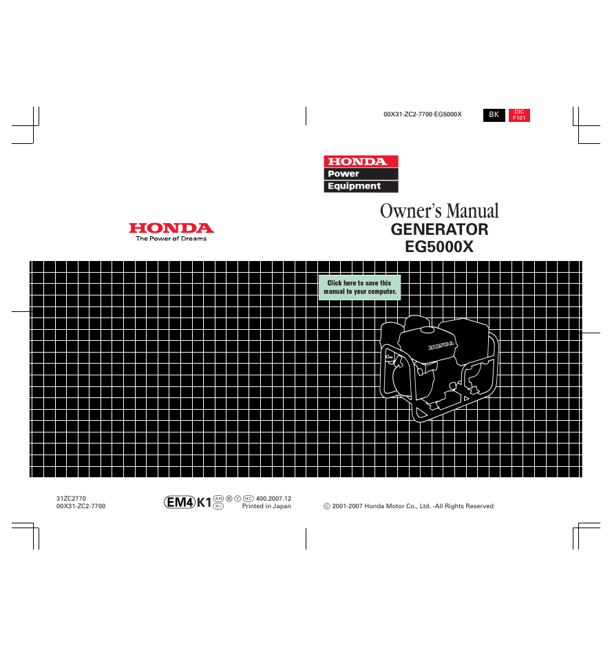 HONDA EG5000X User Manual | 51 pages