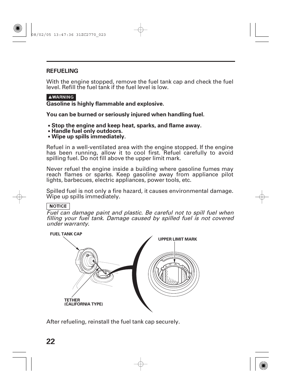 Refueling | HONDA EG5000X User Manual | Page 24 / 51