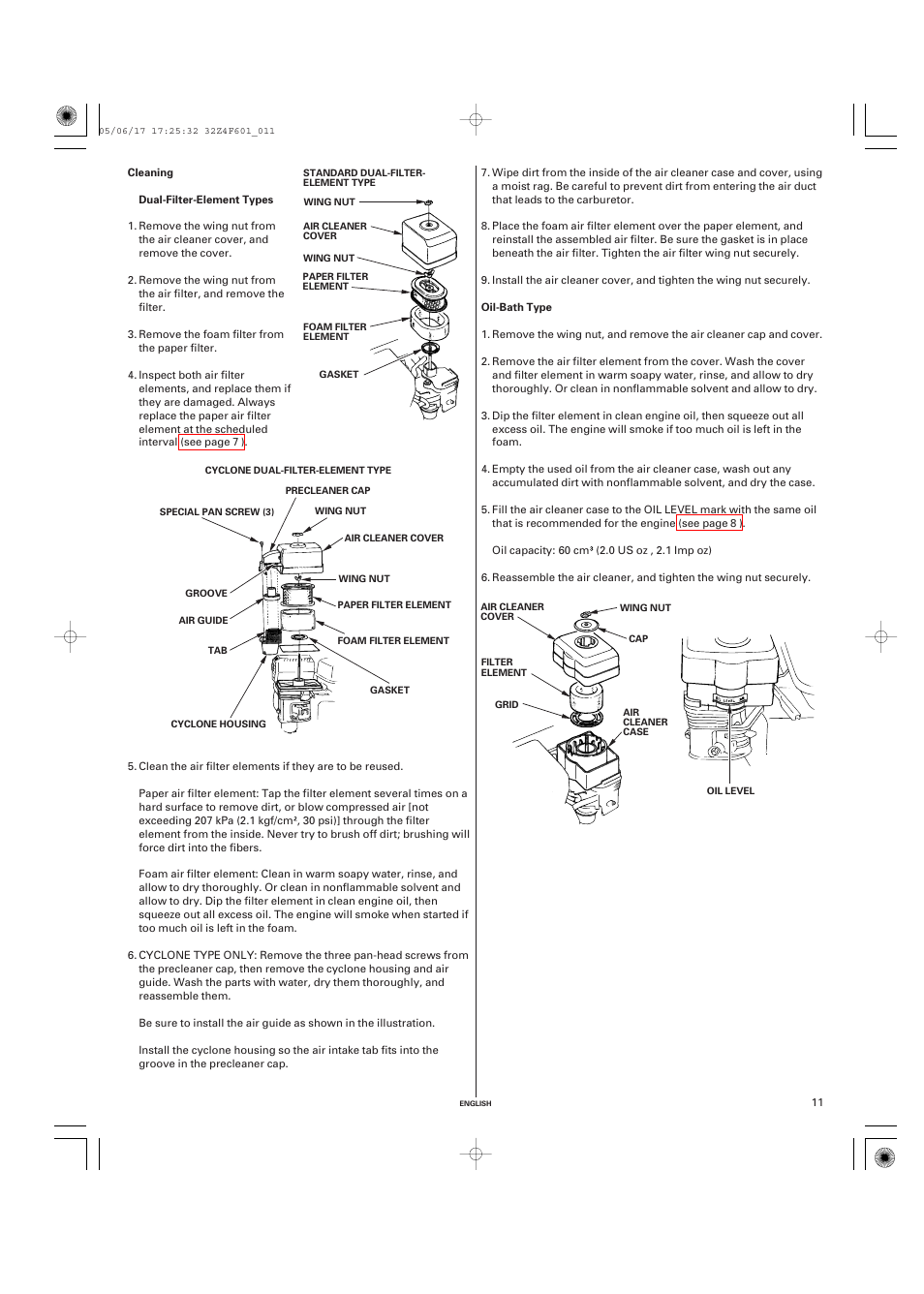 Cleaning | HONDA GX200 User Manual | Page 11 / 60
