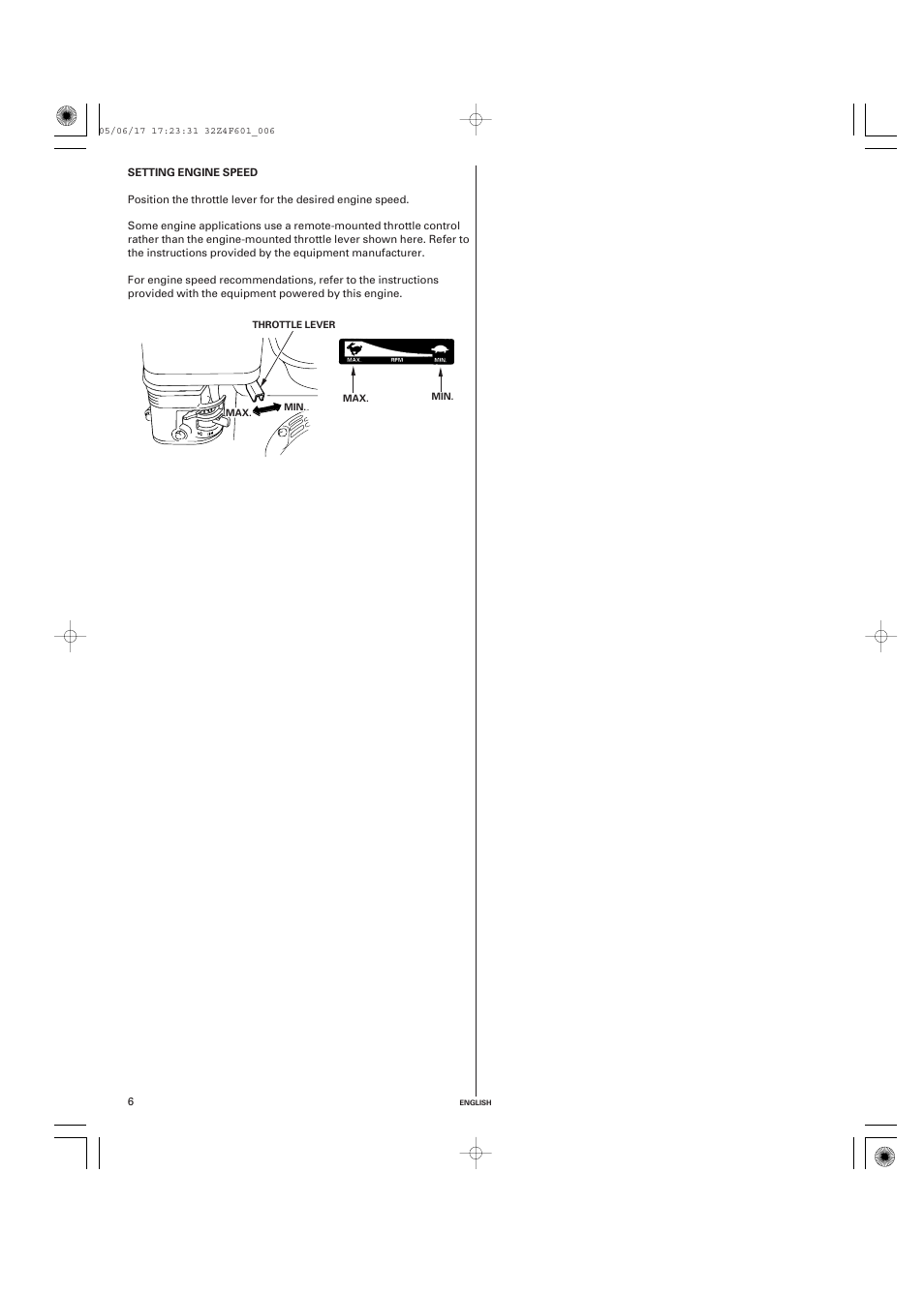 Setting engine speed | HONDA GX200 User Manual | Page 6 / 60