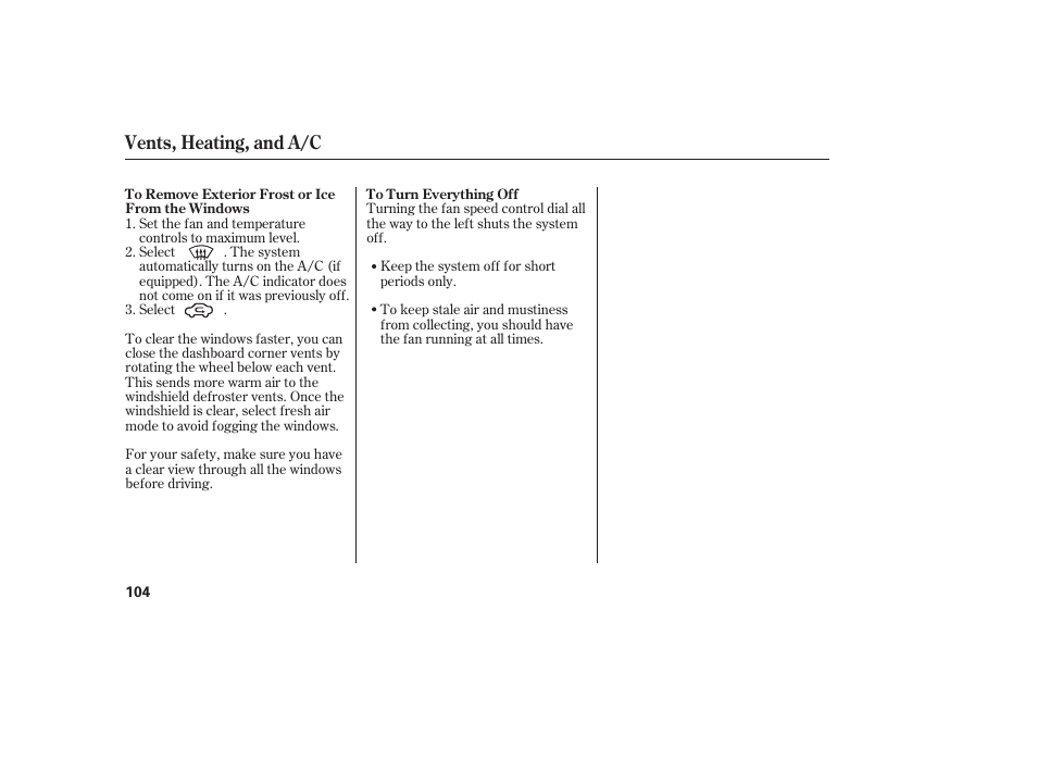 Vents, heating, and a/c | HONDA Accord xl 2007 Fit User Manual | Page 108 / 262