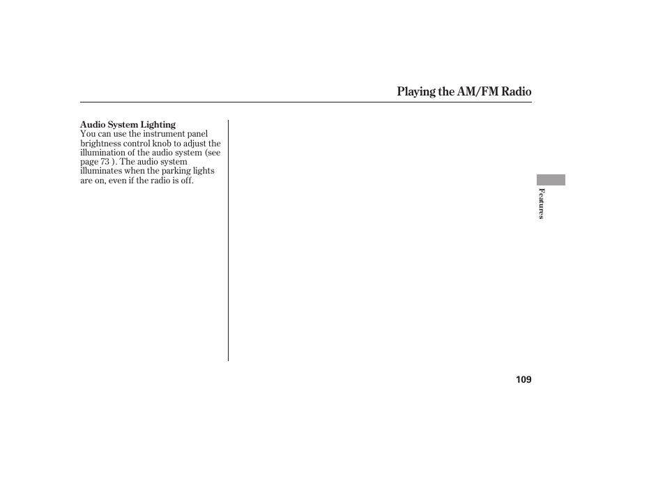 Playing the am/fm radio | HONDA Accord xl 2007 Fit User Manual | Page 113 / 262