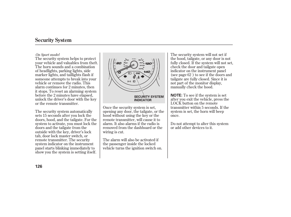 Security system | HONDA Accord xl 2007 Fit User Manual | Page 130 / 262