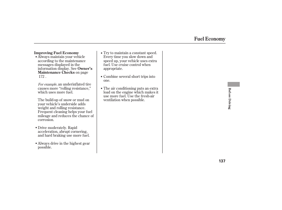 Fuel economy | HONDA Accord xl 2007 Fit User Manual | Page 141 / 262